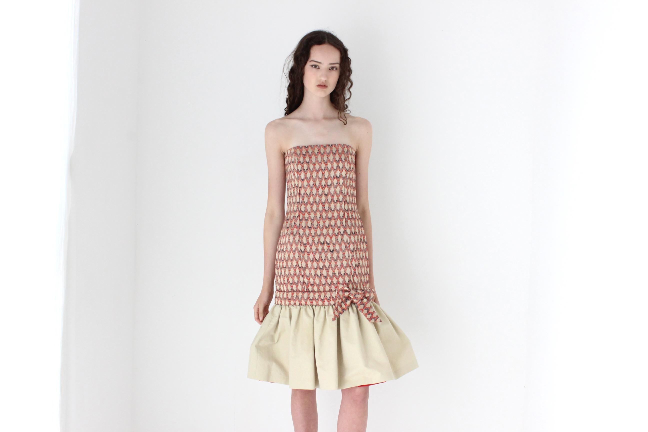 FRENCH COLLECTION 2000s Carolina Herrera Metallic Brocade Party Dress