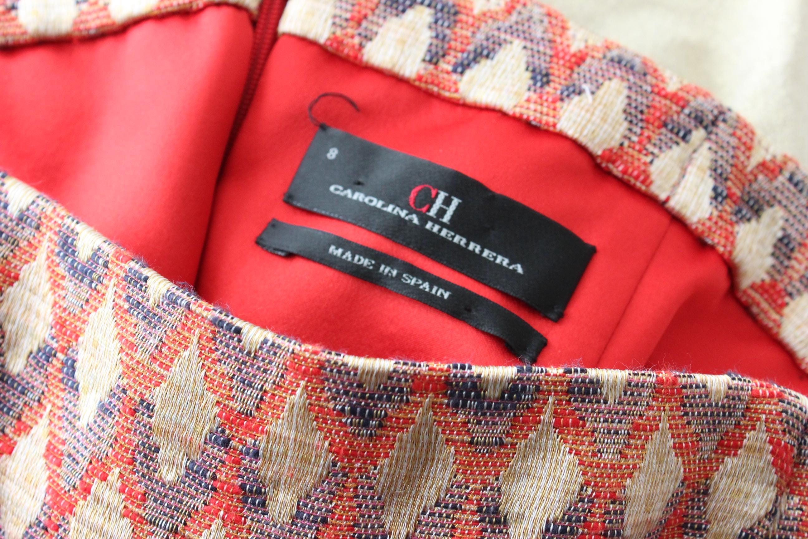 FRENCH COLLECTION 2000s Carolina Herrera Metallic Brocade Party Dress