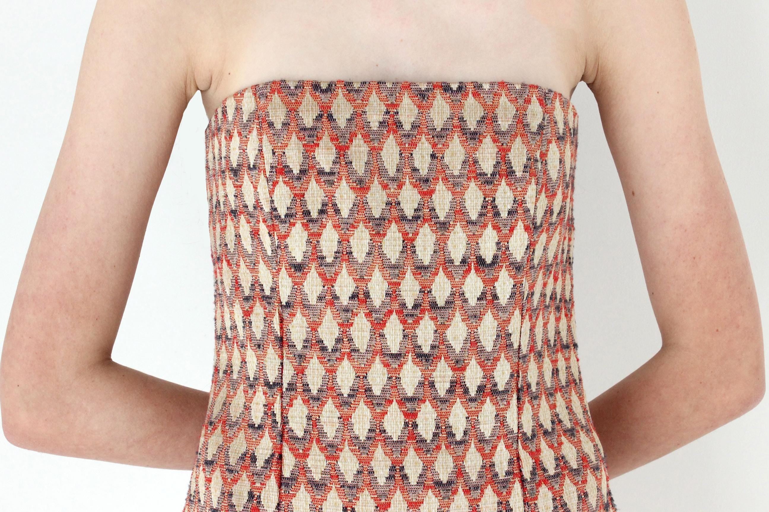 FRENCH COLLECTION 2000s Carolina Herrera Metallic Brocade Party Dress