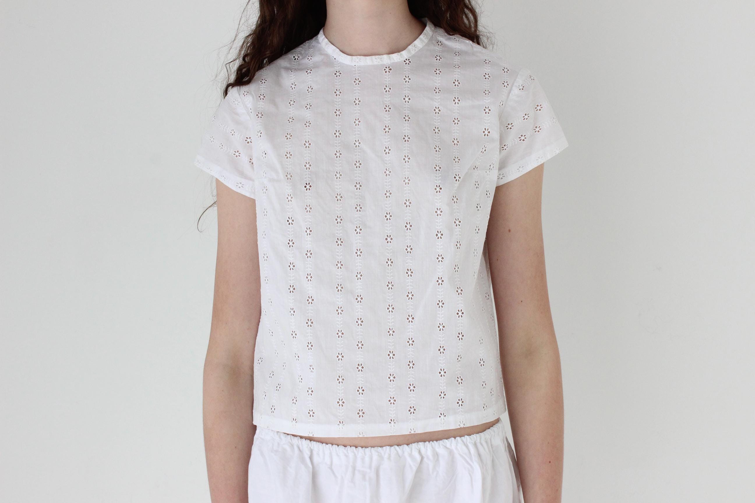FRENCH COLLECTION Antique Broderie Anglaise Tee Top