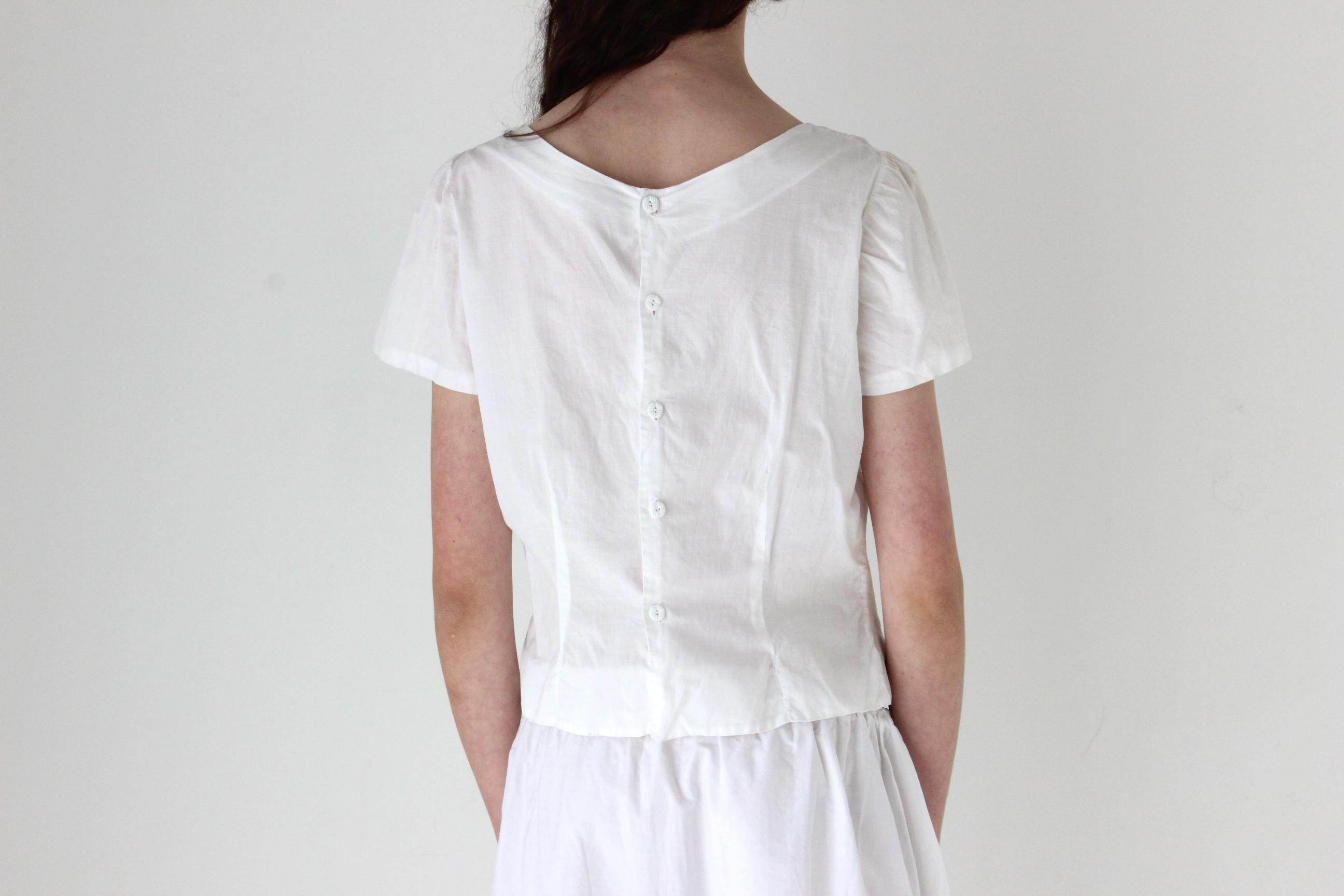 FRENCH COLLECTION Antique Eyelet Cotton Lace Top