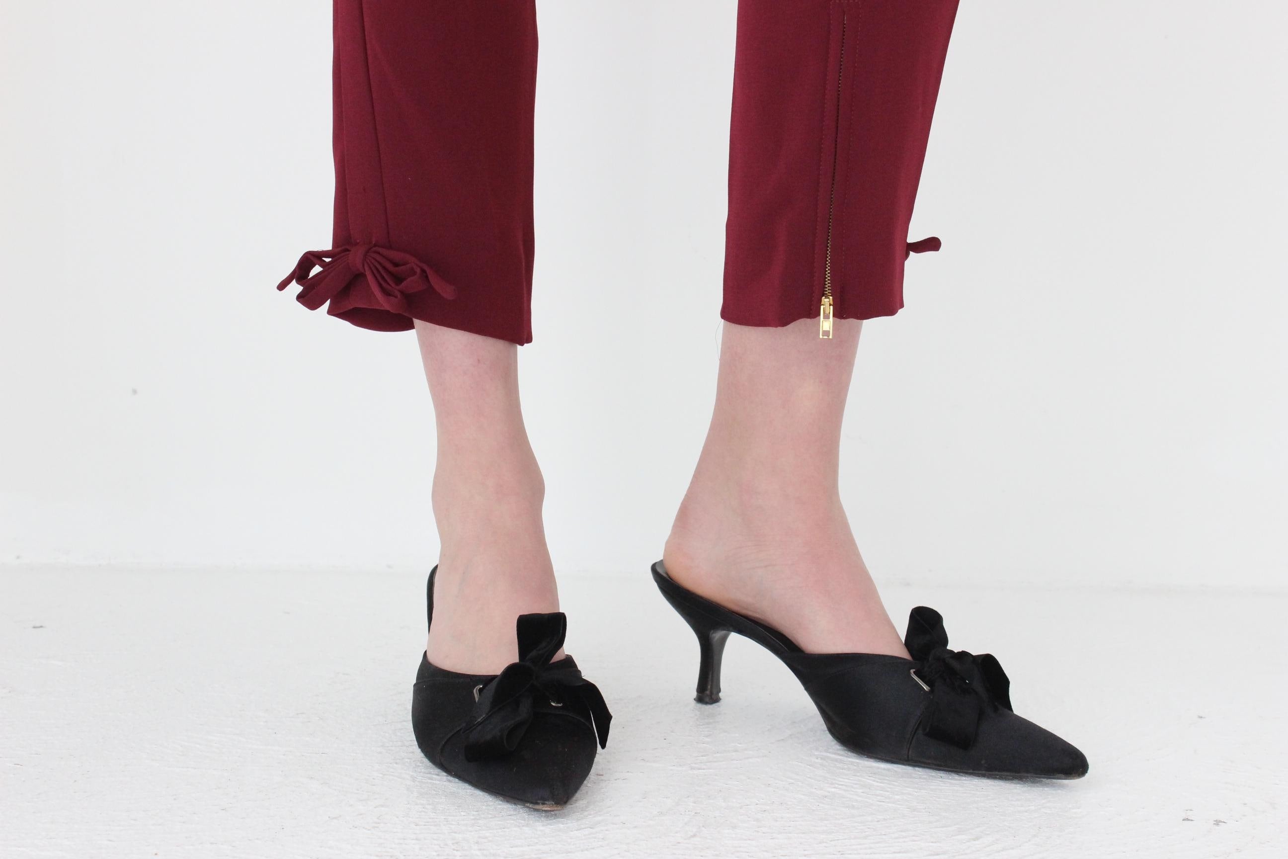 FRENCH COLLECTION 2010s Miu Miu Mulberry Trousers w/ Ankle Bows