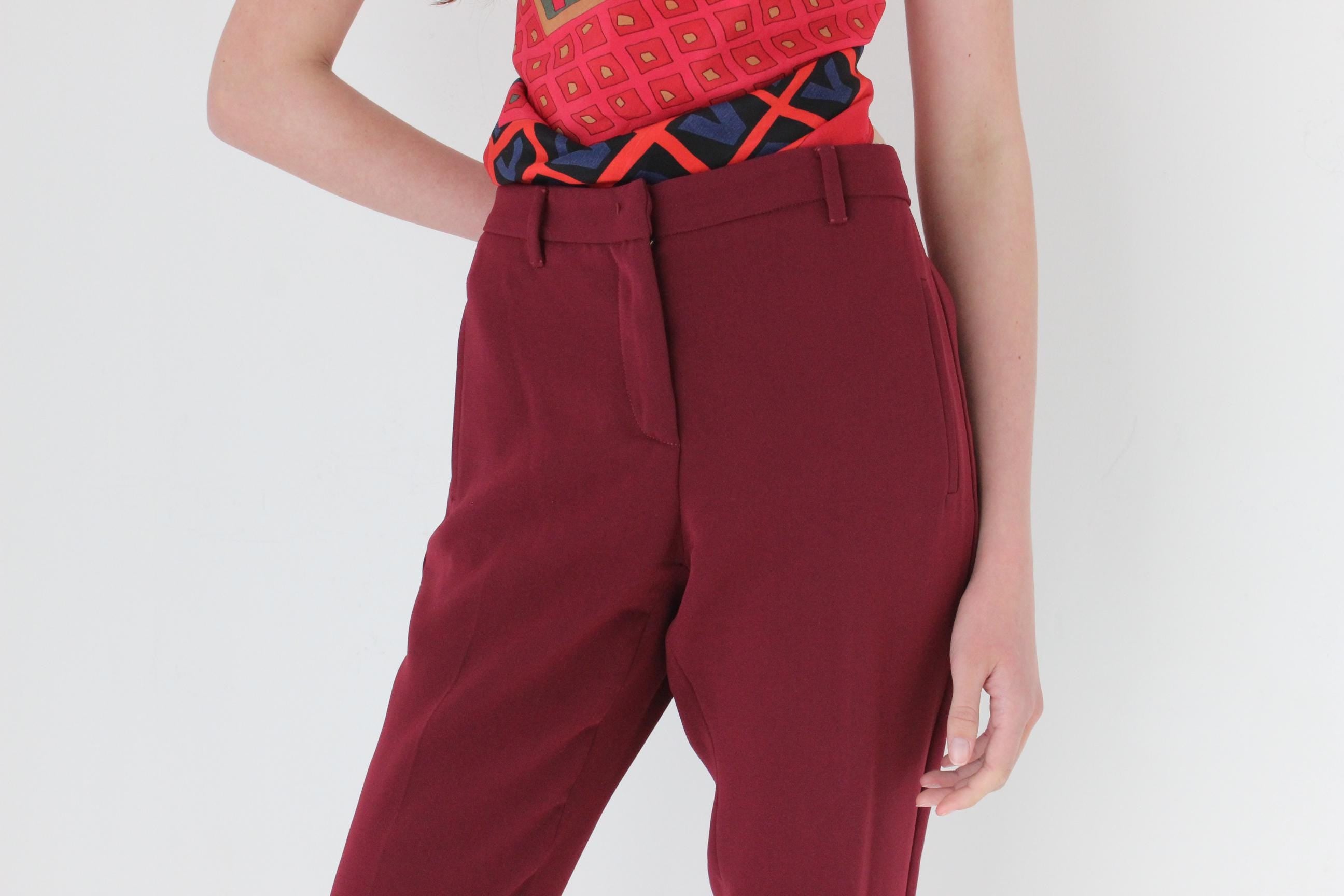FRENCH COLLECTION 2010s Miu Miu Mulberry Trousers w/ Ankle Bows