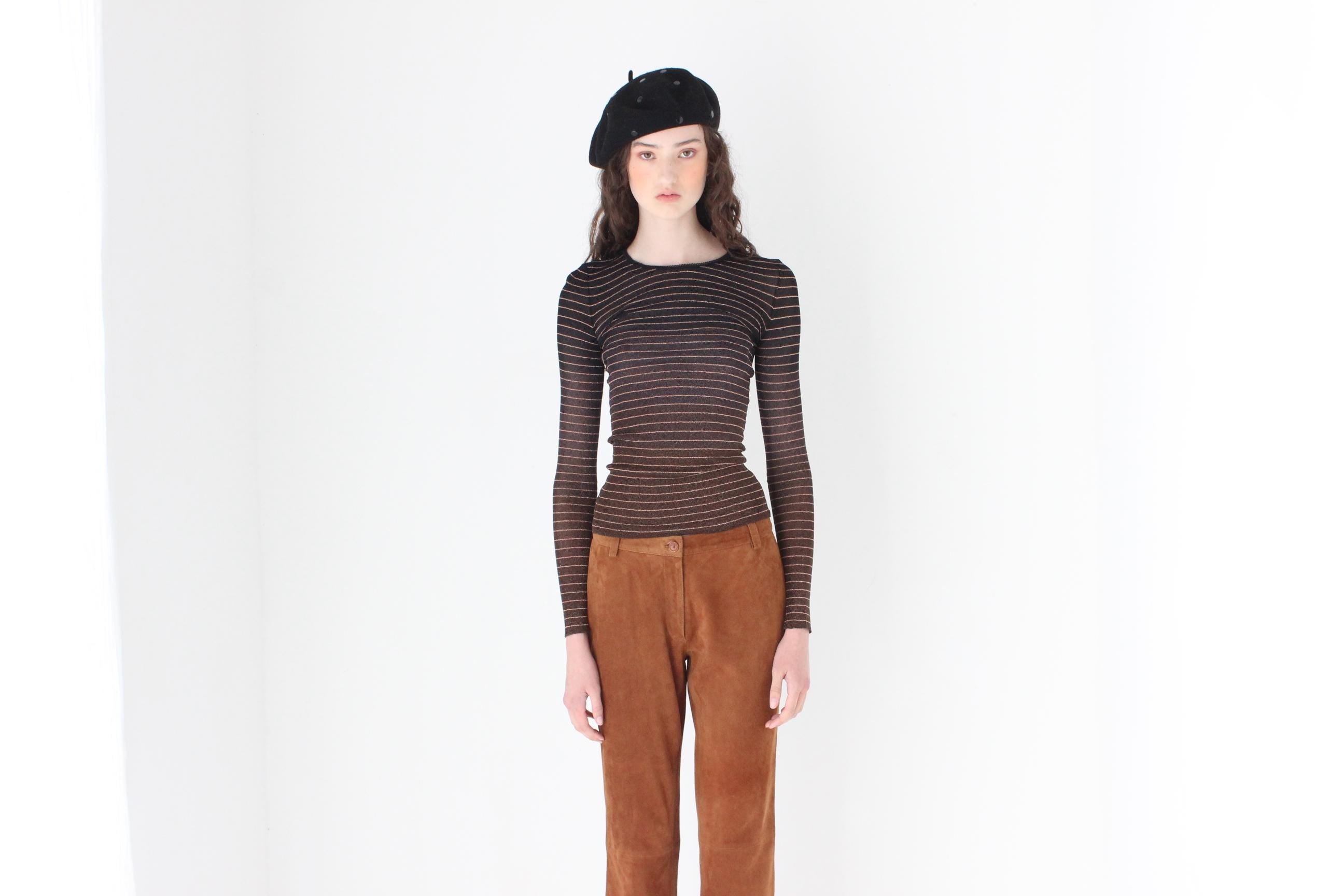 FRENCH COLLECTION 90s Sonia Rykiel Stretch Lurex Knit Top
