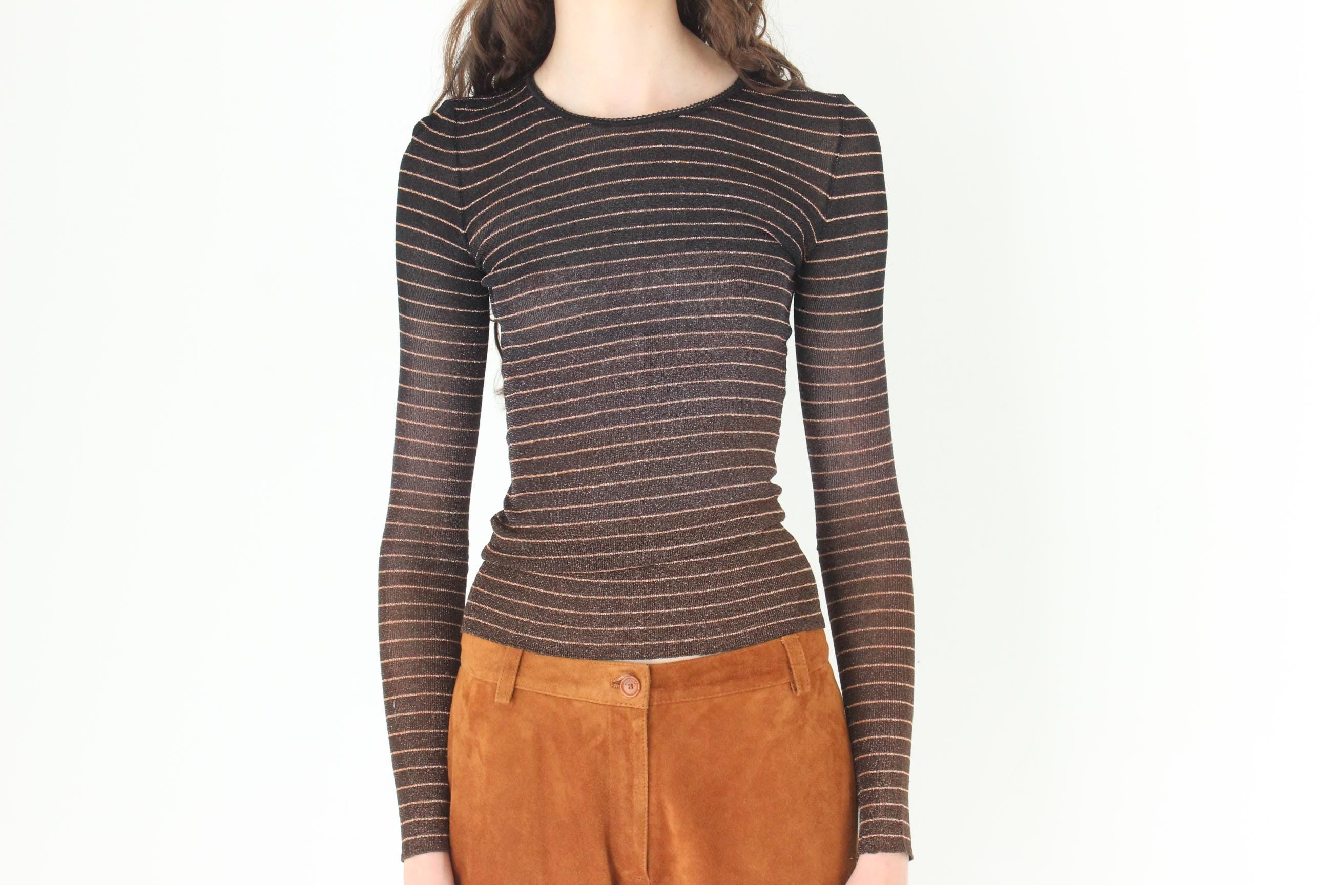 FRENCH COLLECTION 90s Sonia Rykiel Stretch Lurex Knit Top