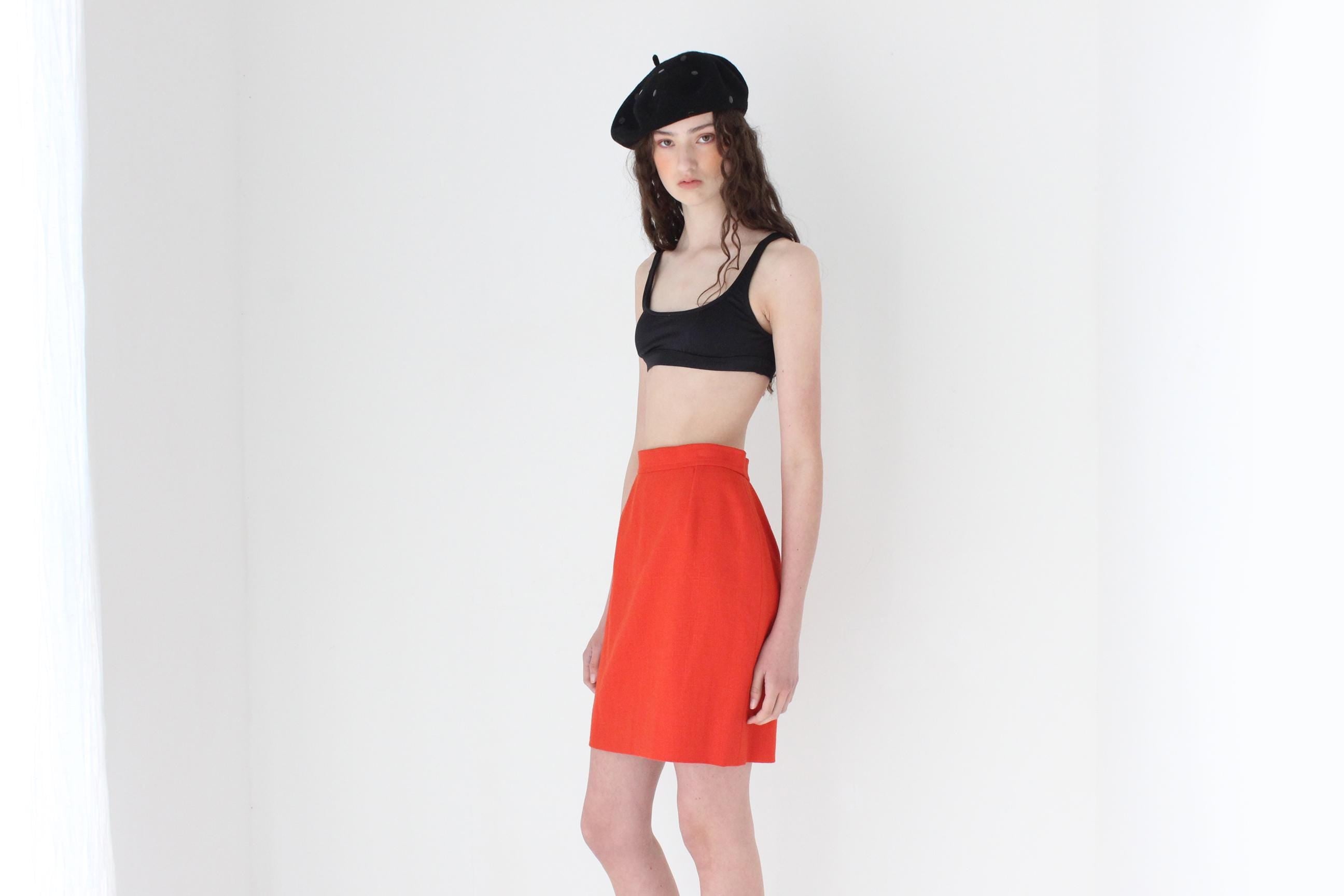 FRENCH COLLECTION 80s Christian Lacroix Woven Coral Mini Skirt