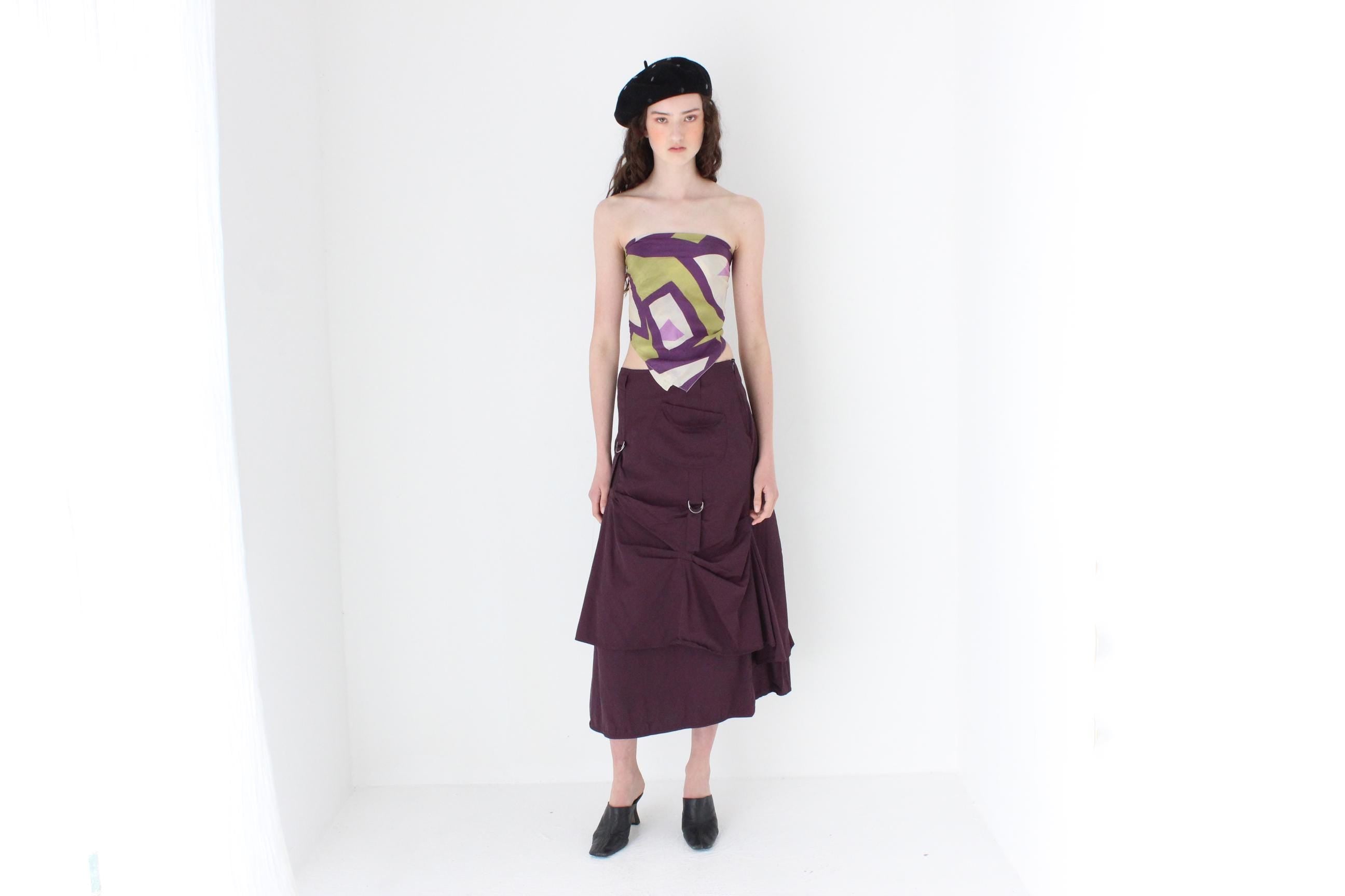 FRENCH COLLECTION Y2K Purple Techno Cargo Skirt