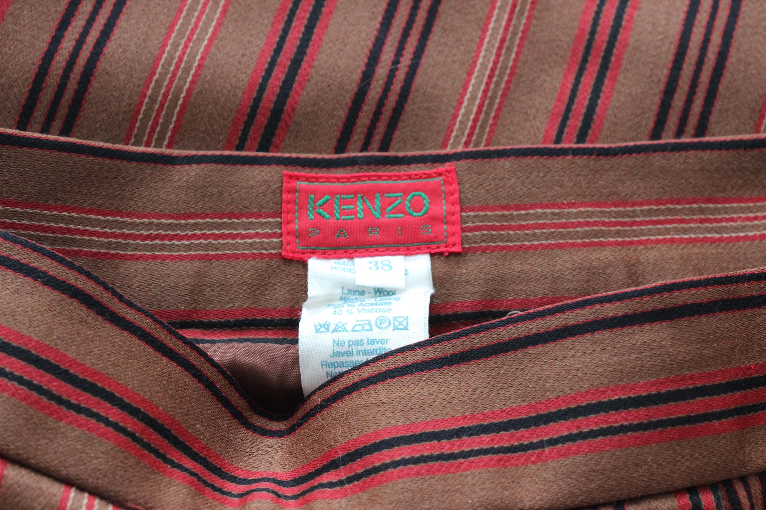 FRENCH COLLECTION 80s KENZO Paris Pure Wool Striped Pants