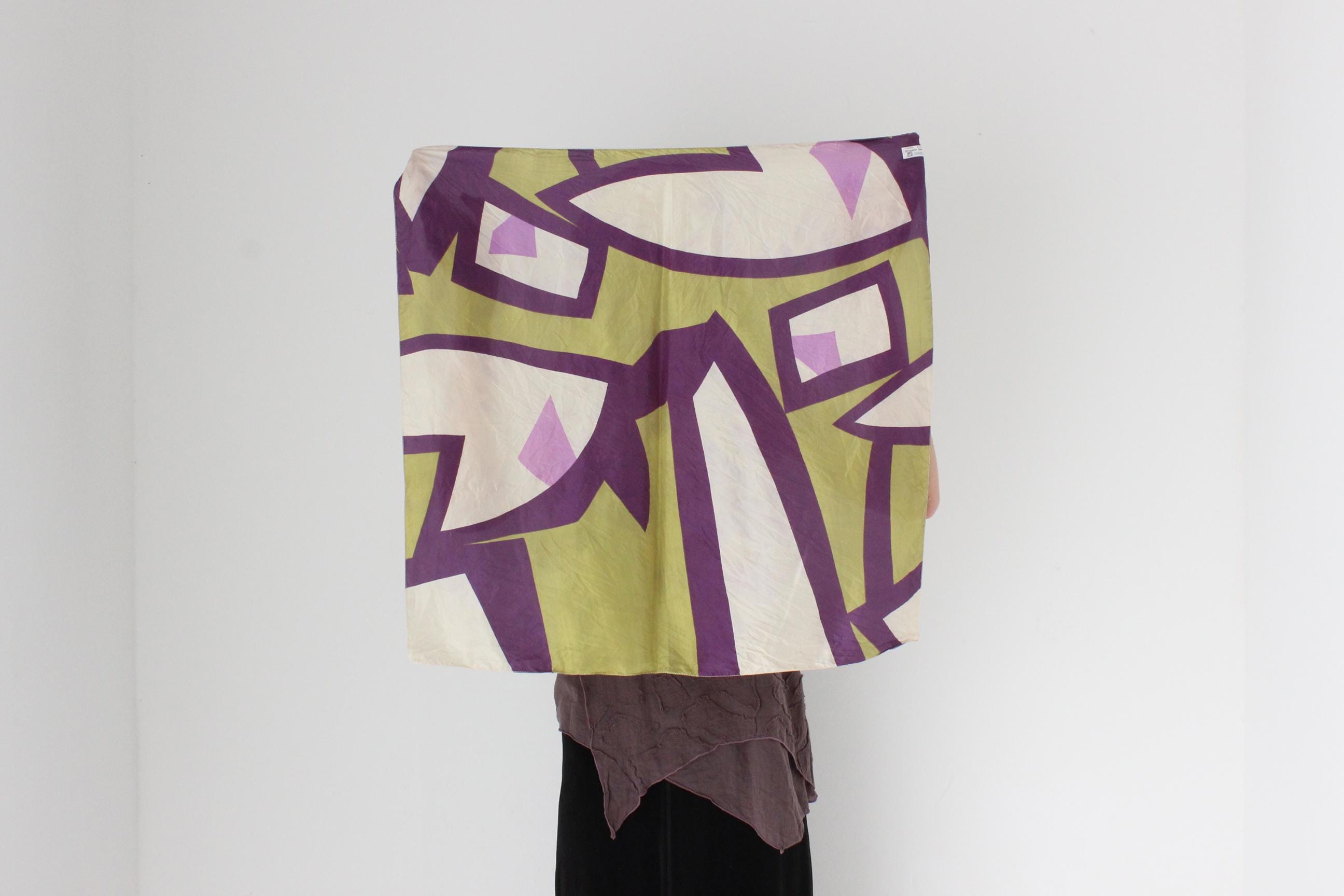 FRENCH COLLECTION 80s Modernist Silk Scarf
