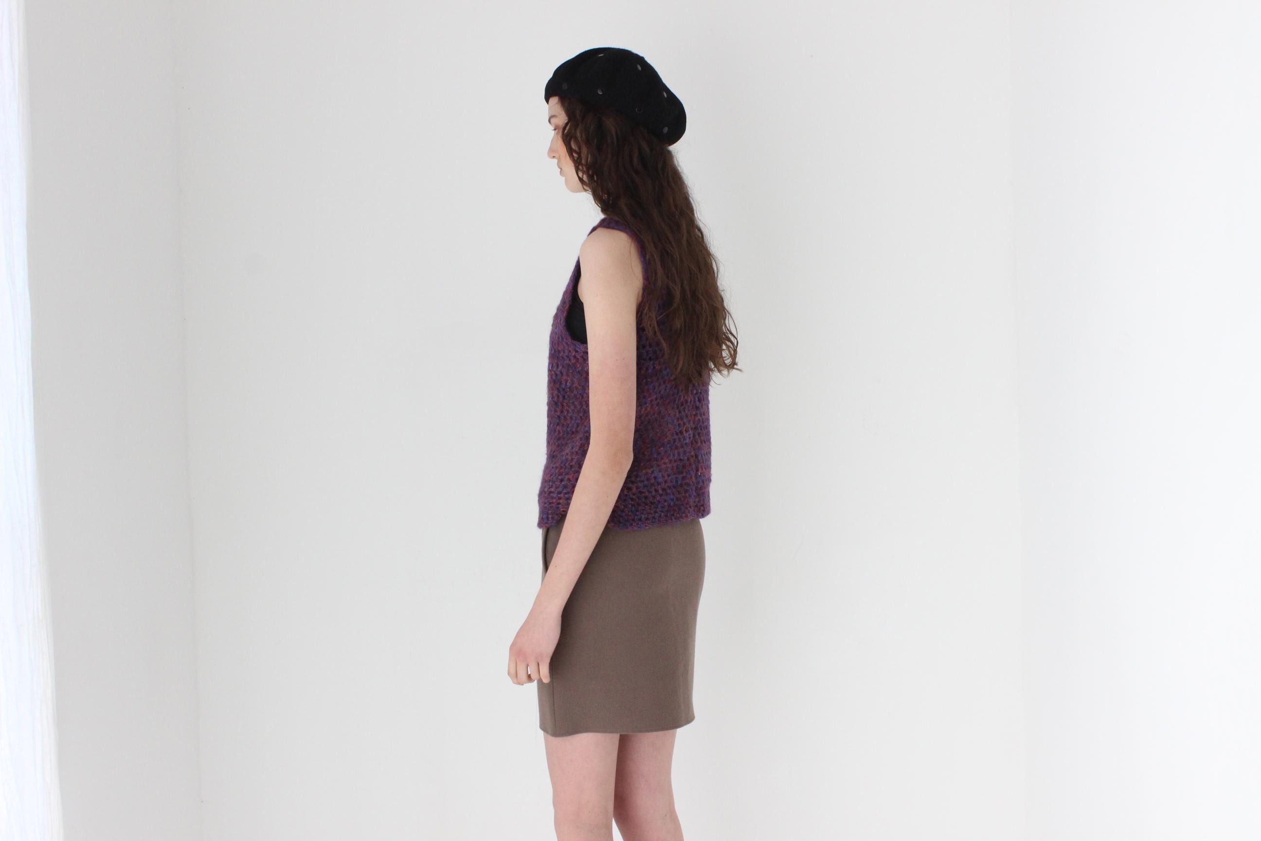 FRENCH COLLECTION 80s Hand Knit Crochet Vest Top