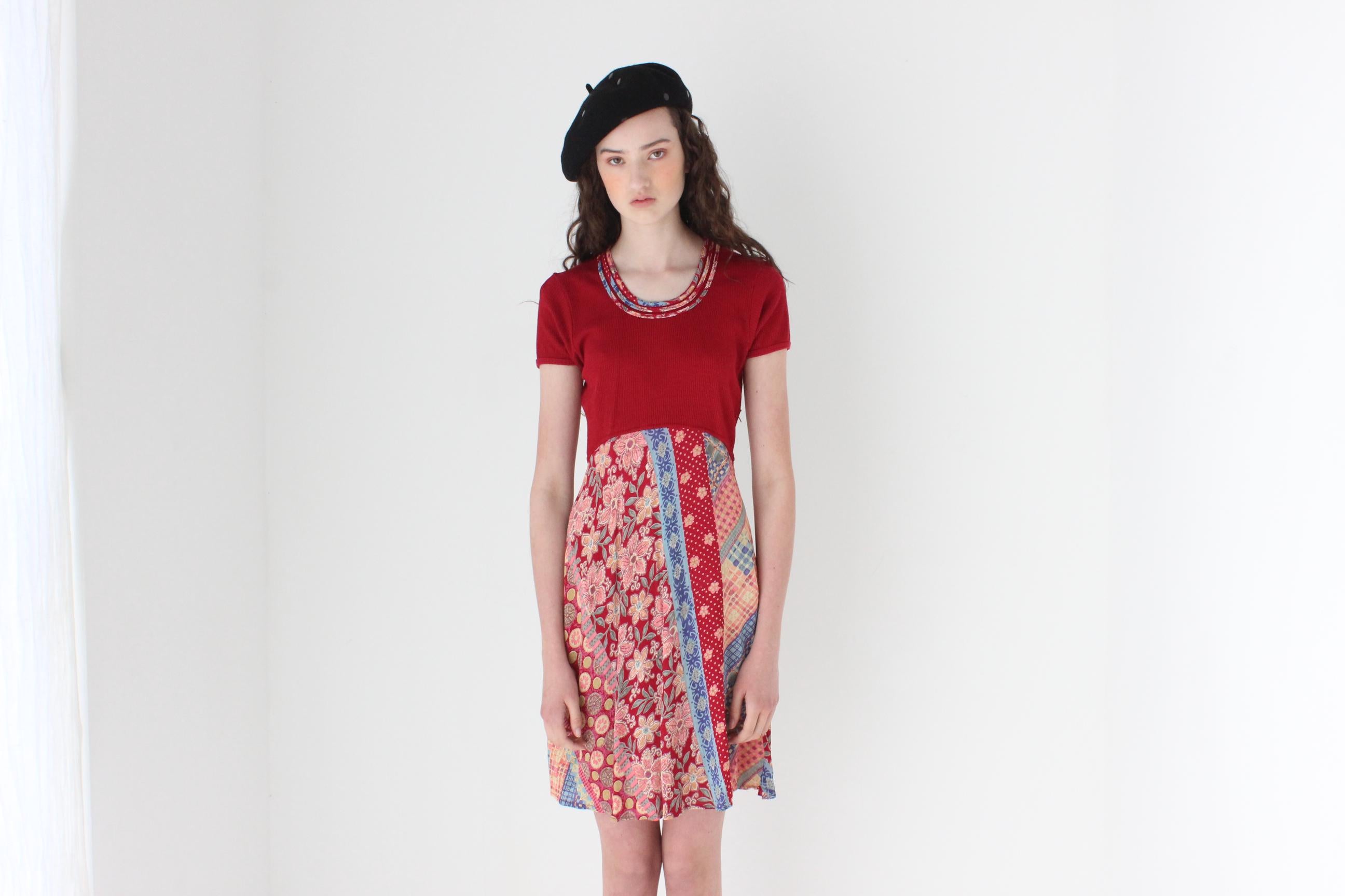 FRENCH COLLECTION 90s Gauze 'Patchwork' Babydoll Dress by Rene Derhy