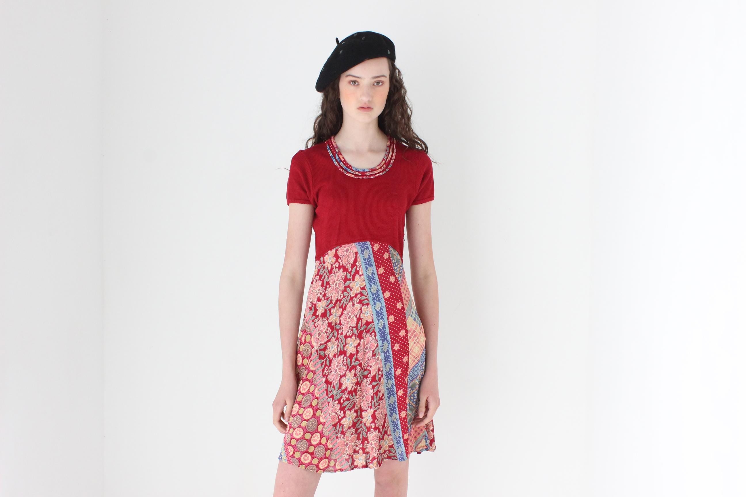 FRENCH COLLECTION 90s Gauze 'Patchwork' Babydoll Dress by Rene Derhy