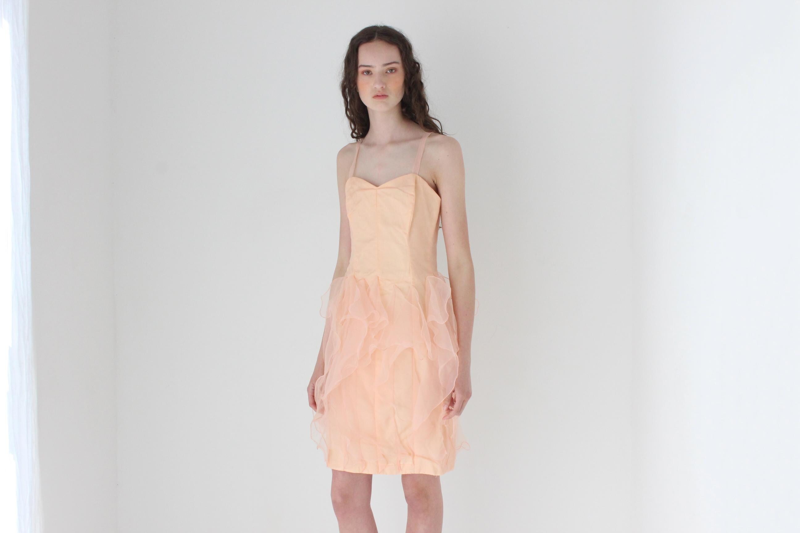 FRENCH COLLECTION 80s Pastel Organza Drop Waist Jellyfish Ruffle Dress