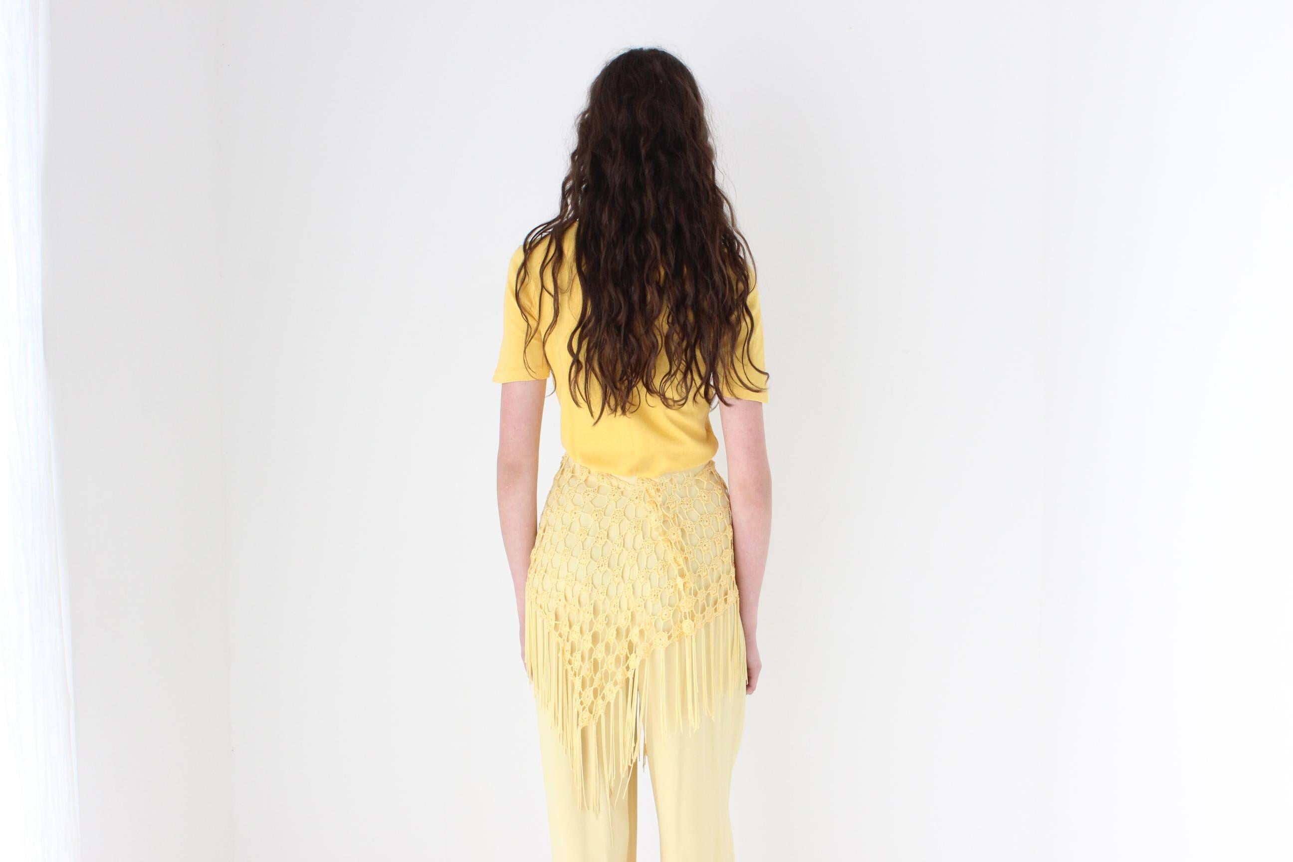 FRENCH COLLECTION Y2K Crochet & Fringe Skirt or Layering Piece