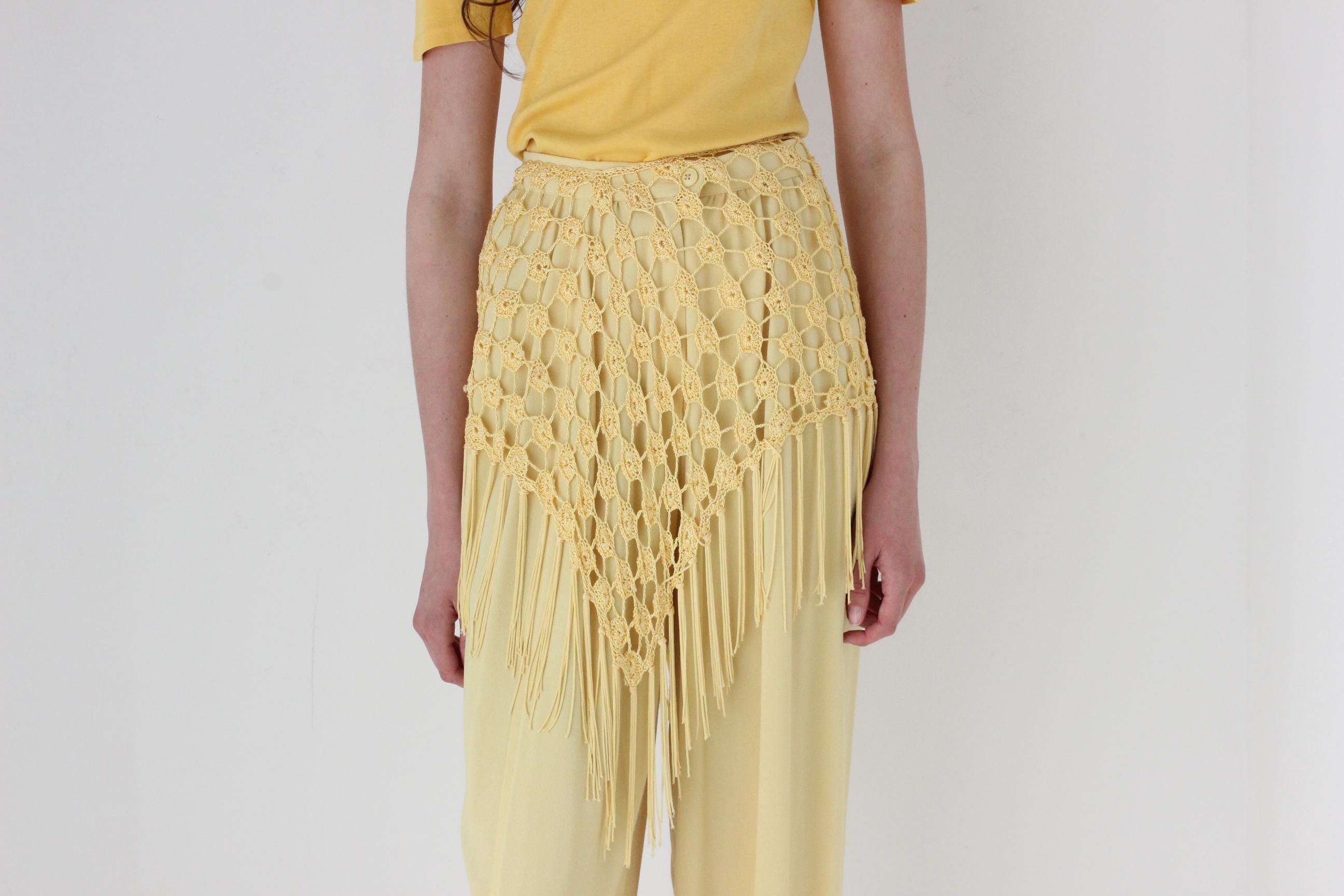 FRENCH COLLECTION Y2K Crochet & Fringe Skirt or Layering Piece