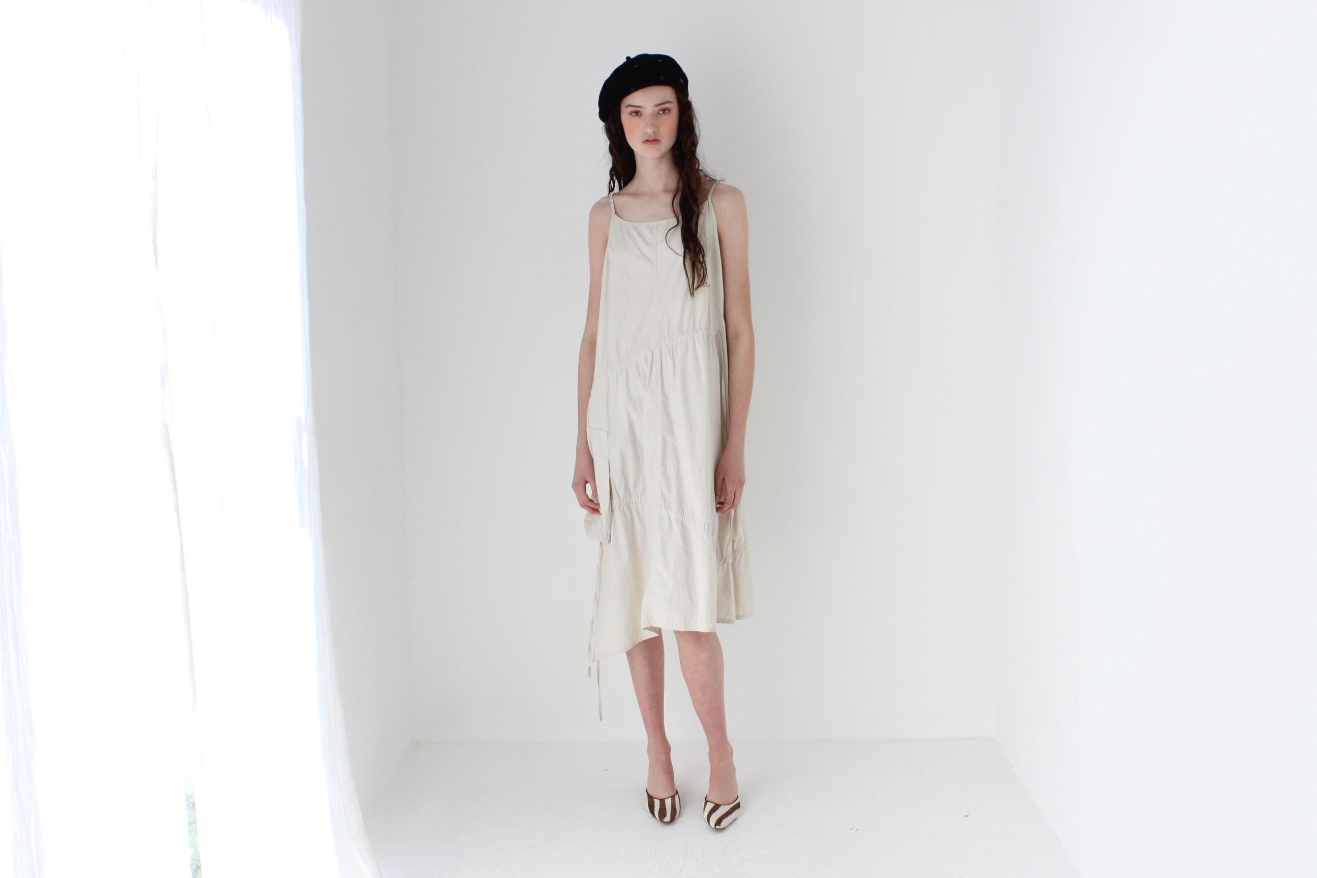 FRENCH COLLECTION Y2K Utilitarian Cotton Cargo Pocket & Drawstring Dress