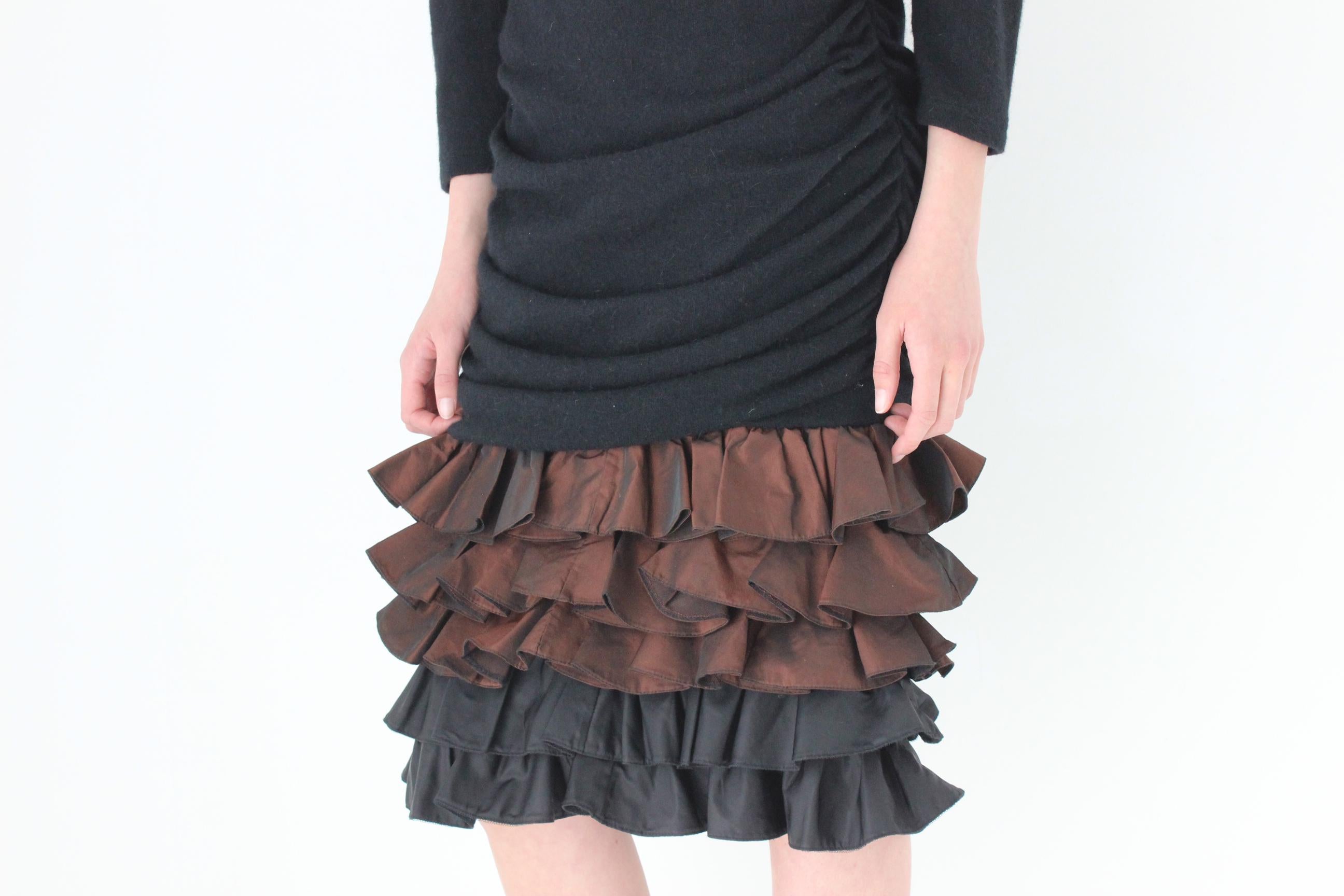 FRENCH COLLECTION 80s Italian Vintage Taffeta Ruffle Dress