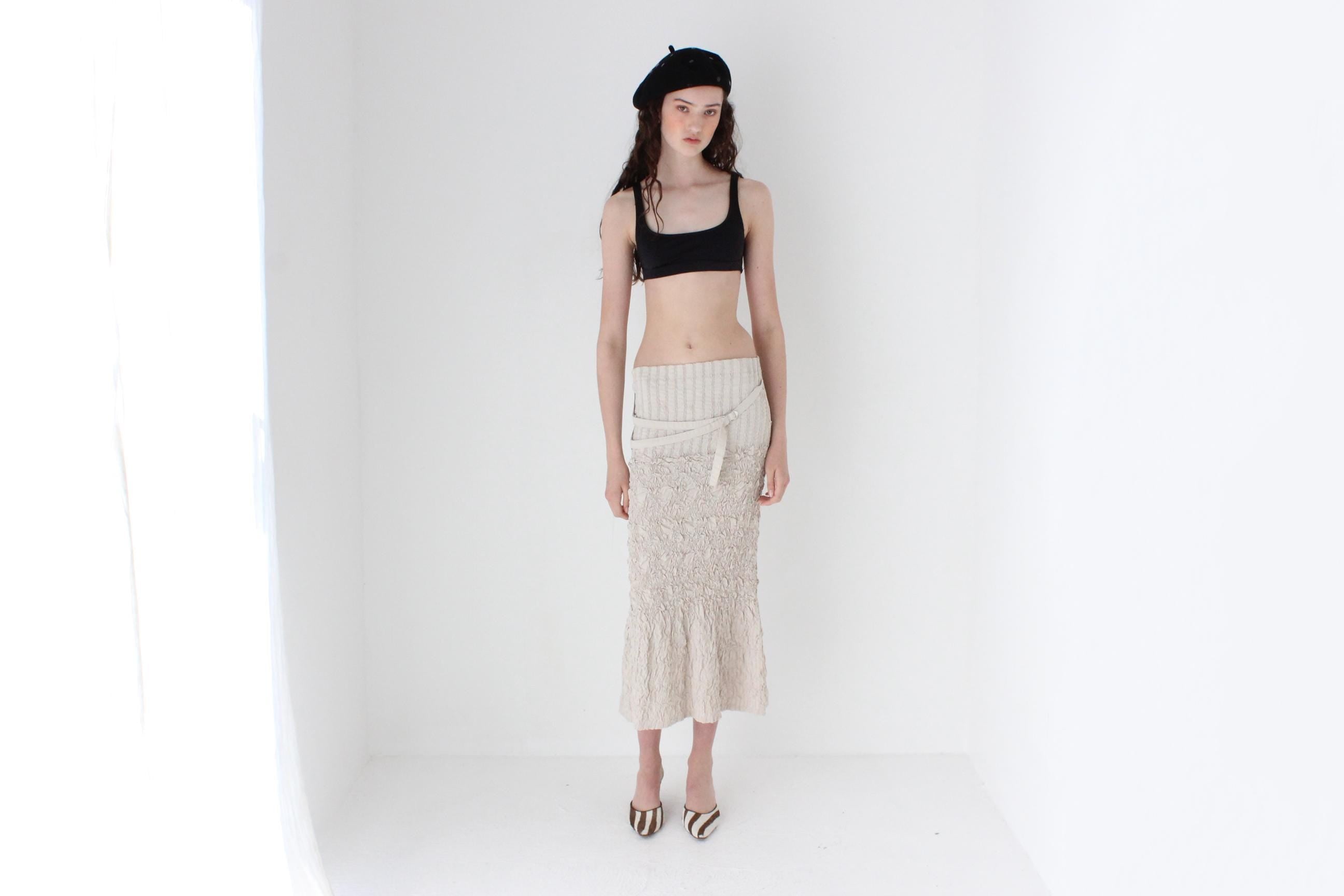 FRENCH COLLECTION Y2K Smocked Textured 3D Strapless Dress or Skirt