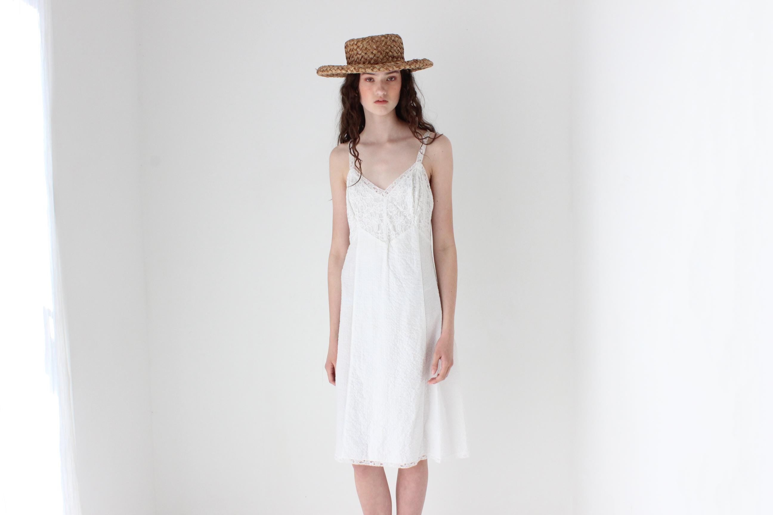 FRENCH COLLECTION 70s Cotton Gauze & Lace Parisian Summer Dress