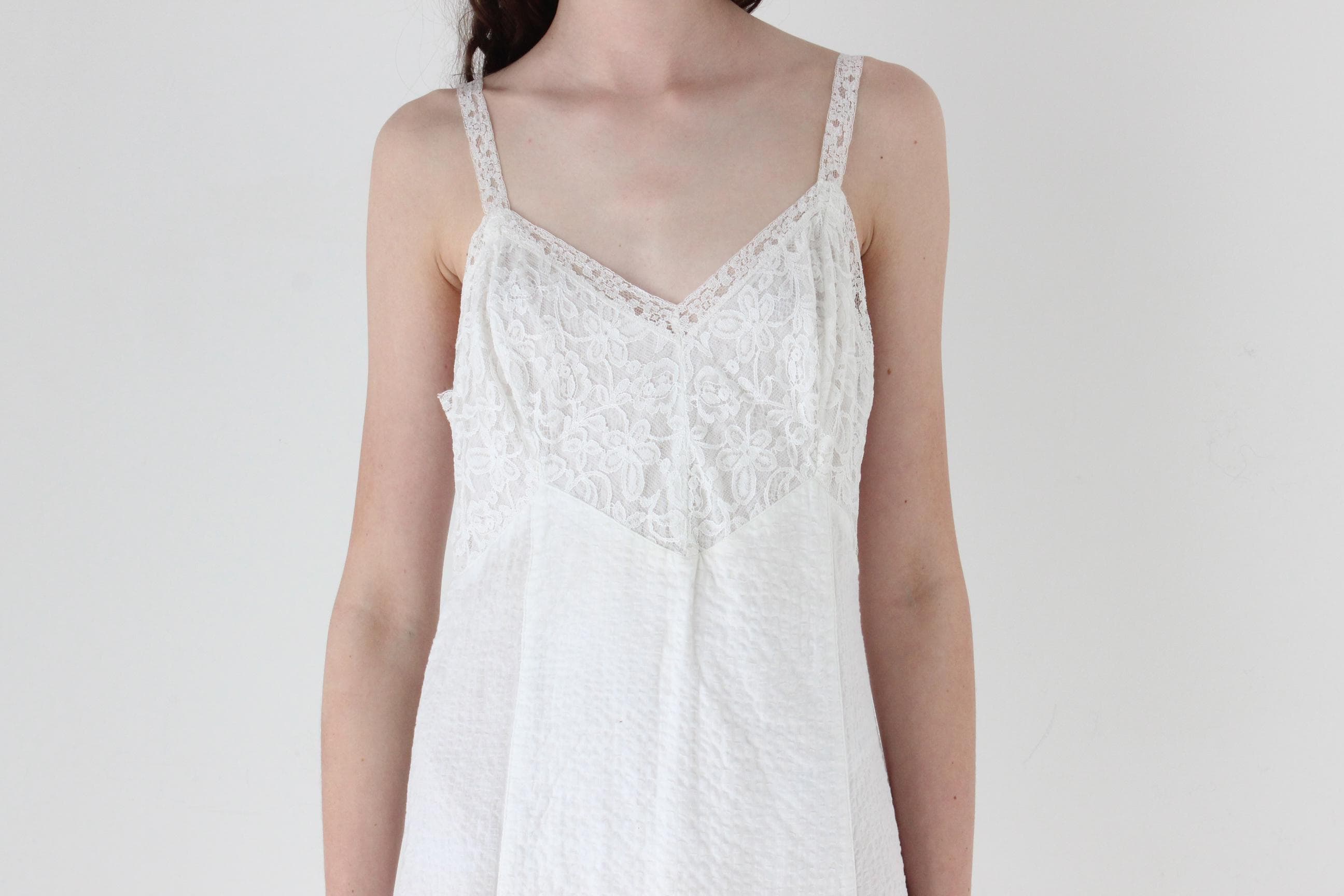 FRENCH COLLECTION 70s Cotton Gauze & Lace Parisian Summer Dress