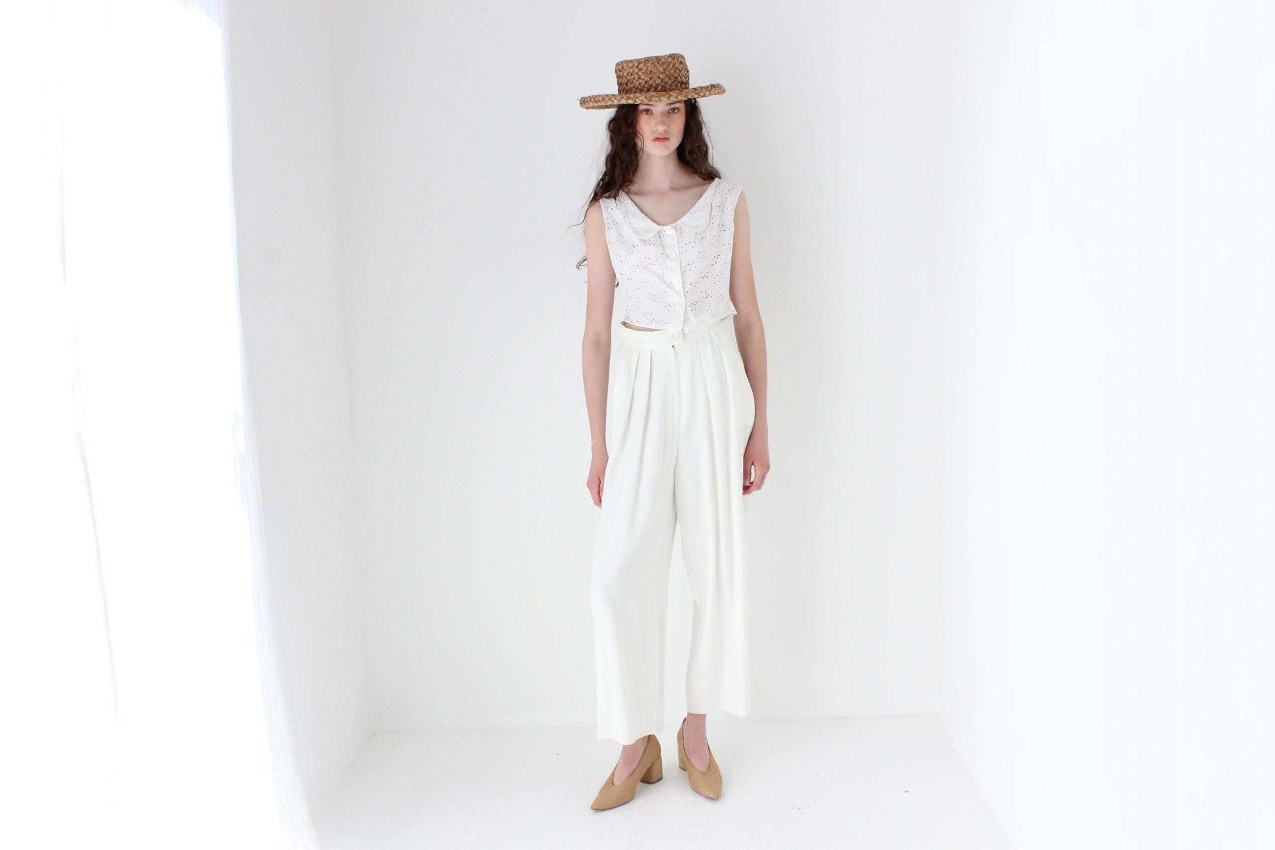 FRENCH COLLECTION 80s Sonia Rykiel Impossibly Chic Crepe Wide Leg Trousers