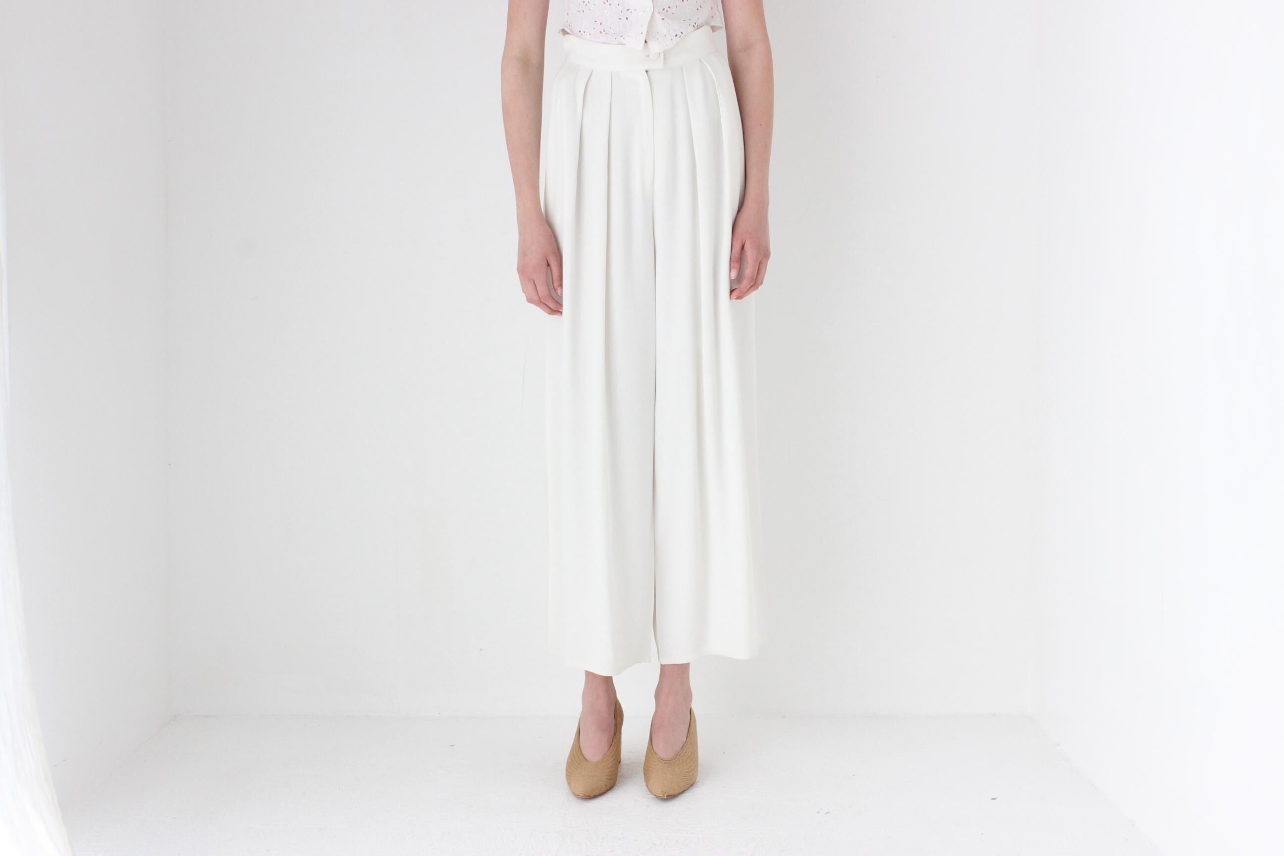 FRENCH COLLECTION 80s Sonia Rykiel Impossibly Chic Crepe Wide Leg Trousers