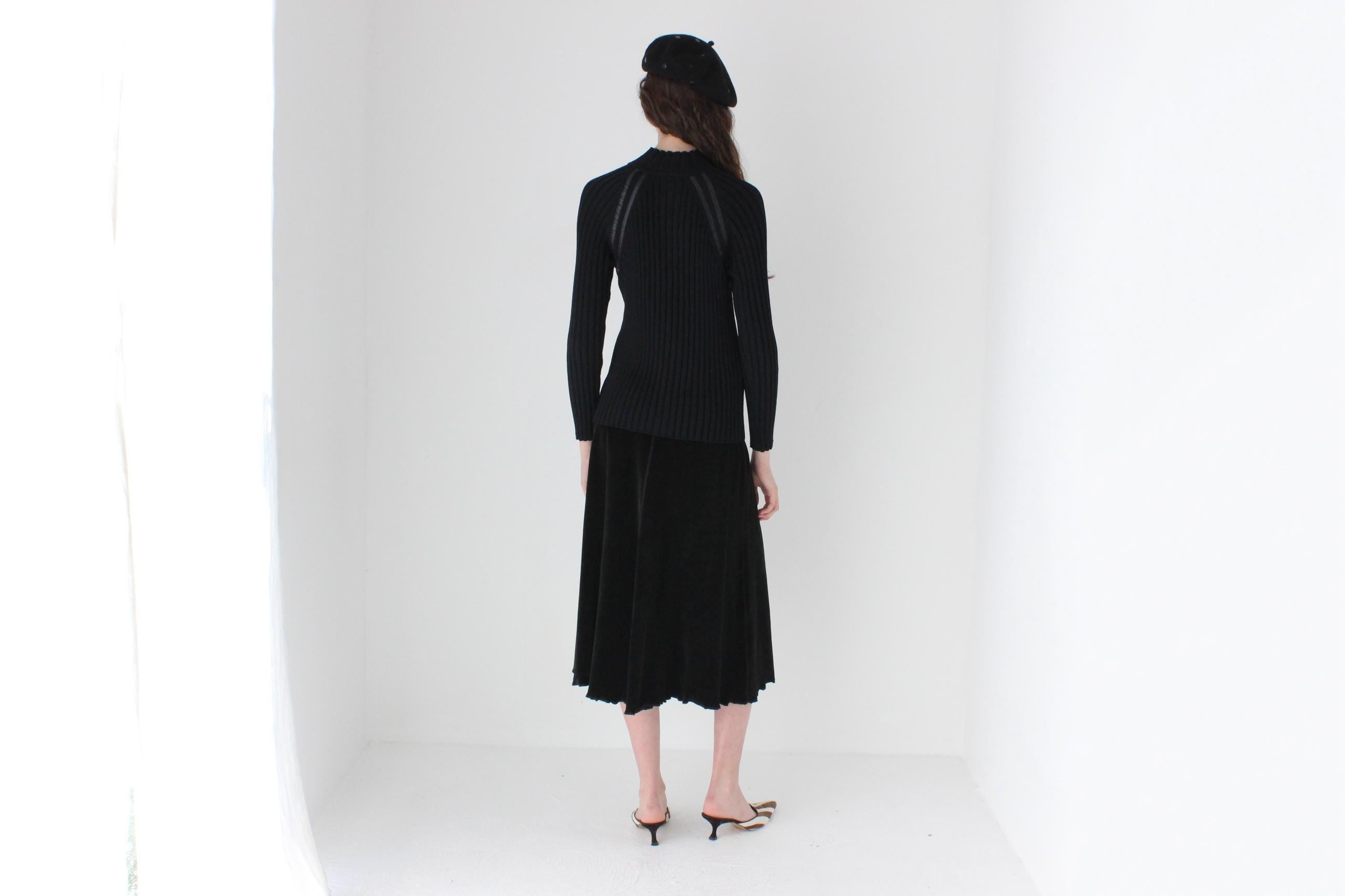 FRENCH COLLECTION 80s Sonia Rykiel Minimal Velour Midi Skirt