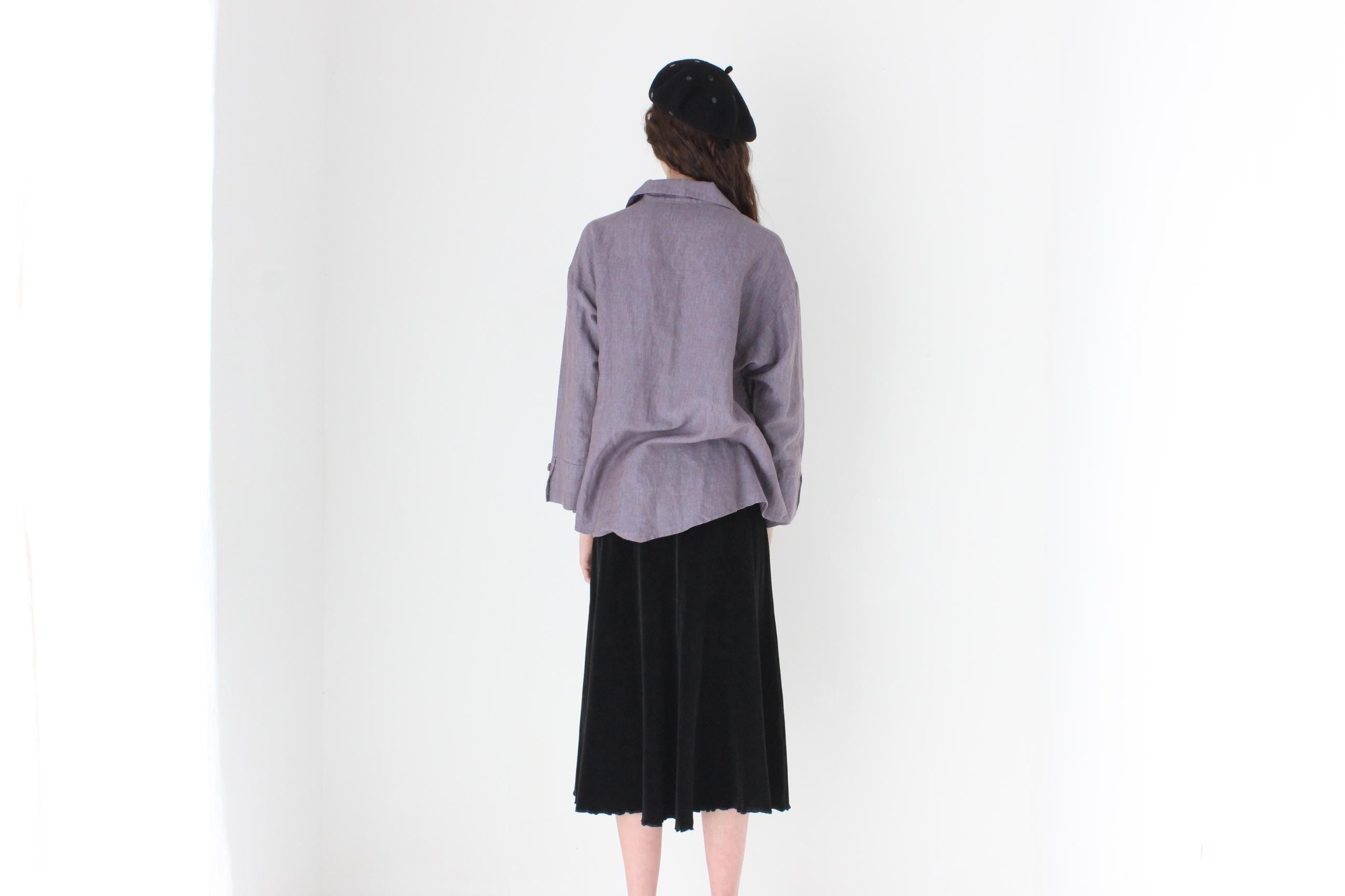 FRENCH COLLECTION 90s Lavender Linen Smock Shirt