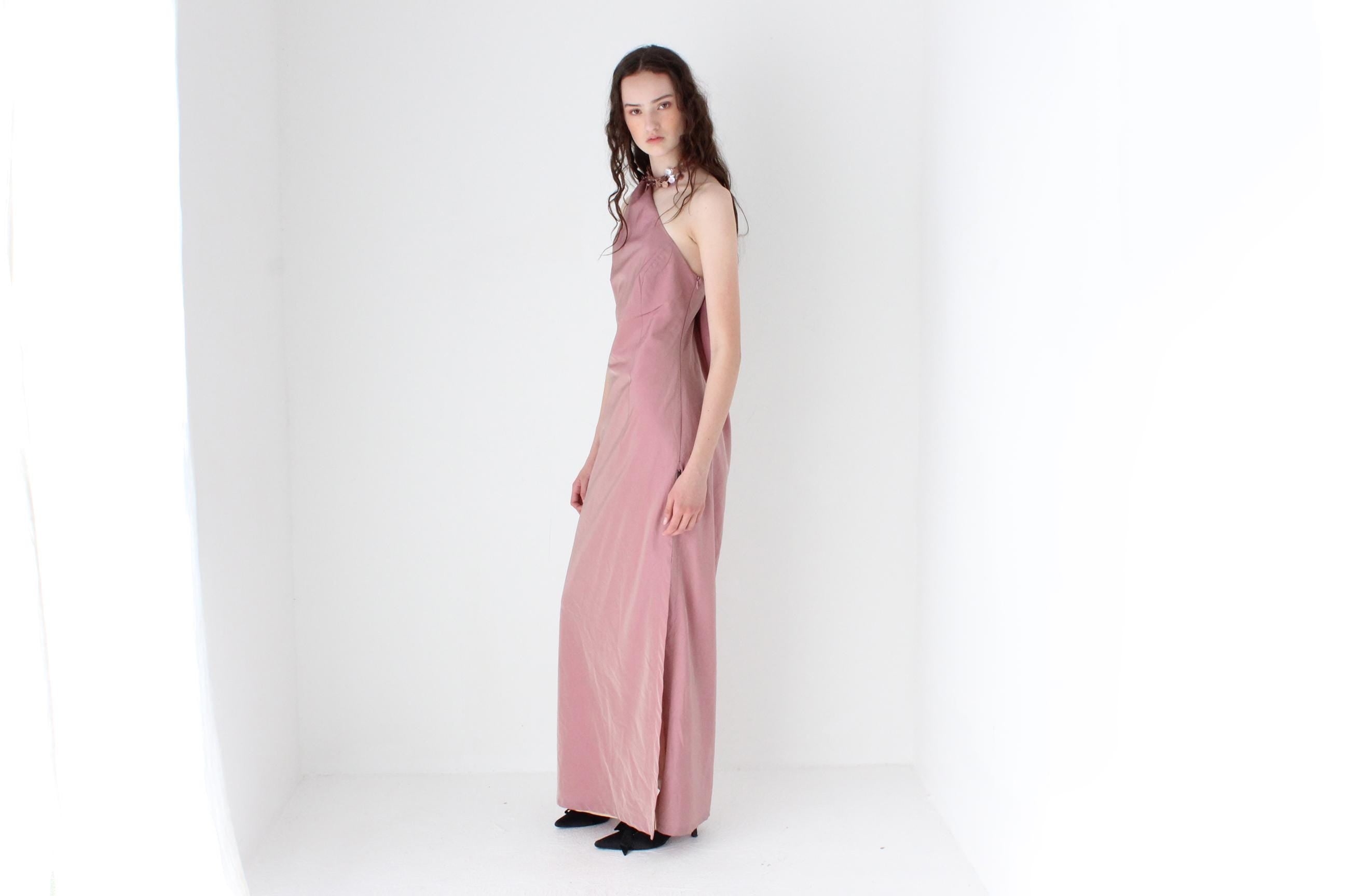 FRENCH COLLECTION Y2K Shimmer Nylon One Shoulder Futuristic Gown