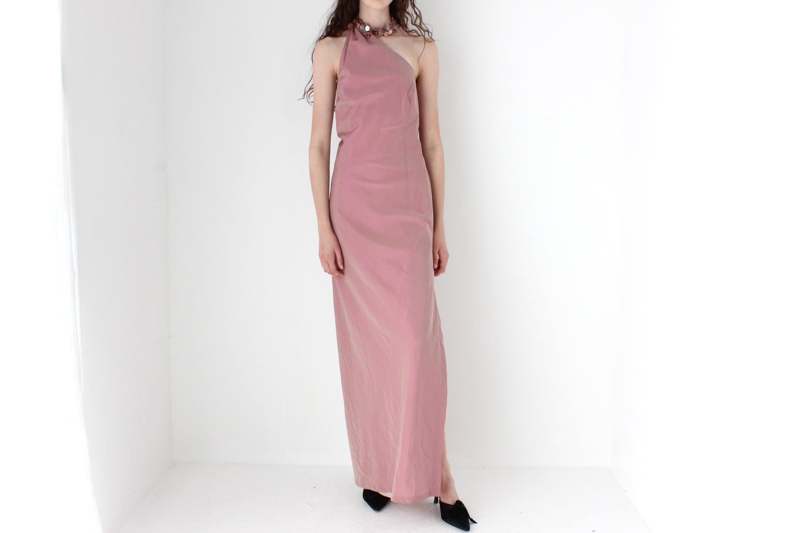 FRENCH COLLECTION Y2K Shimmer Nylon One Shoulder Futuristic Gown