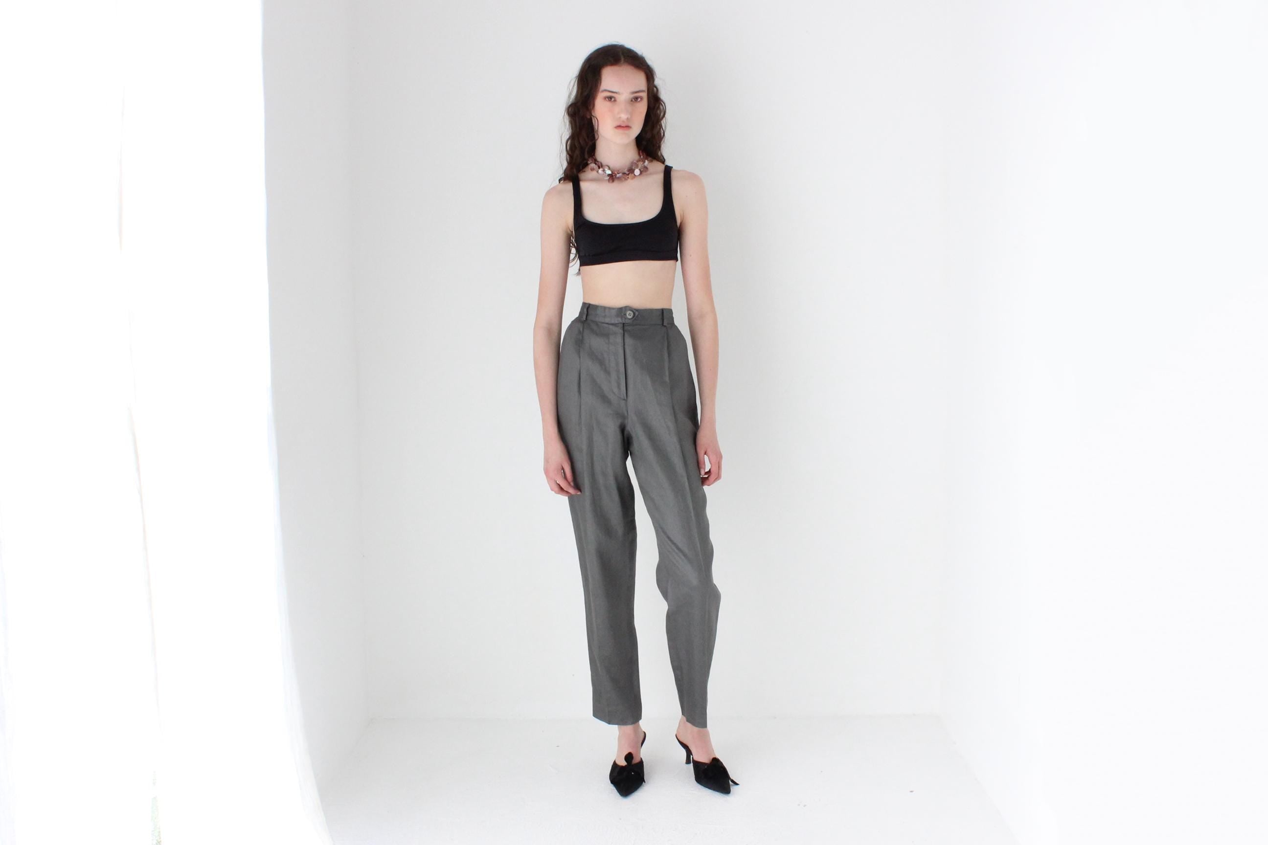 FRENCH COLLECTION 80s Gianfranco Ferre Grey Linen Trousers