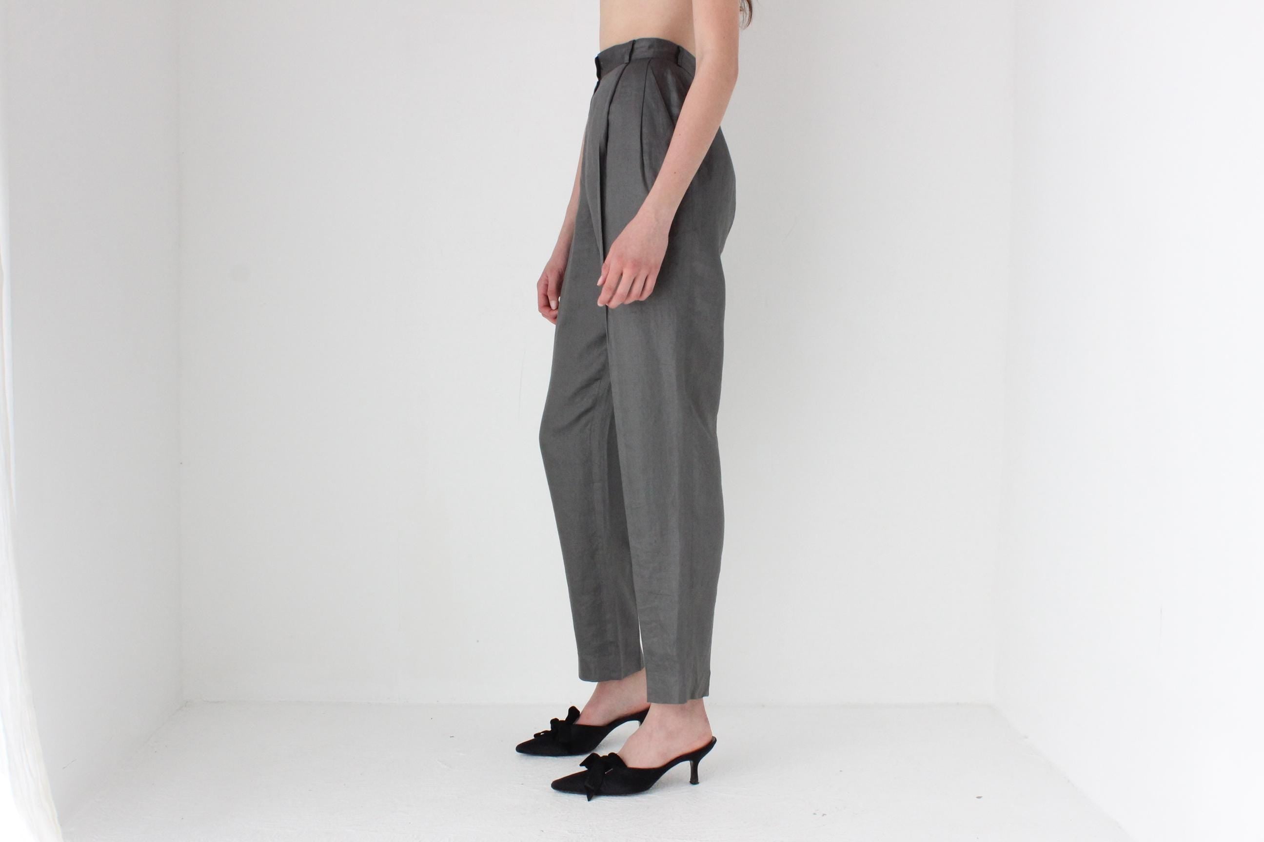 FRENCH COLLECTION 80s Gianfranco Ferre Grey Linen Trousers
