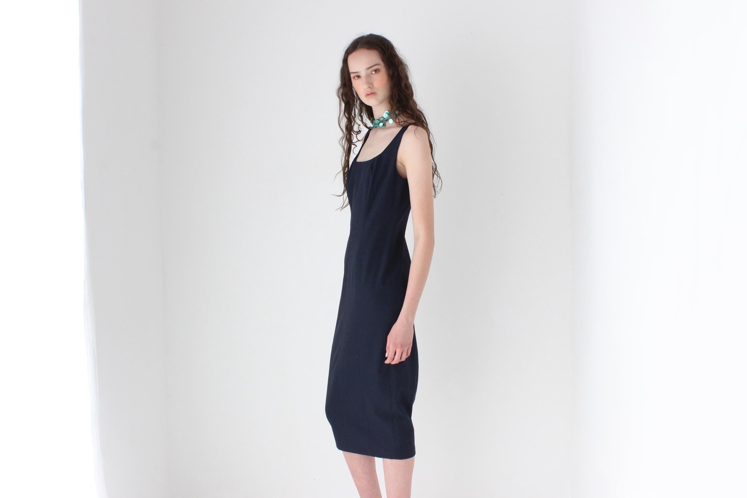 FRENCH COLLECTION 2000s Christian Lacroix Midnight Scuba Scoop Neck Dress