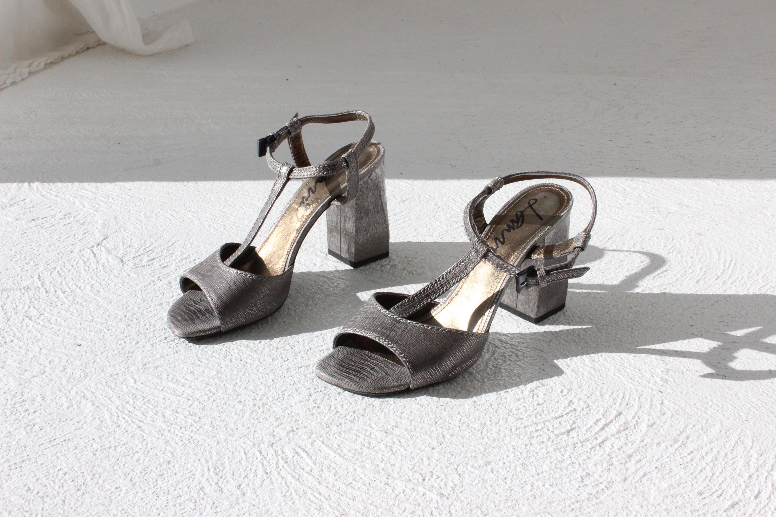 FRENCH COLLECTION 2000s Lanvin Metallic Disco Sandals ~ Euro 39