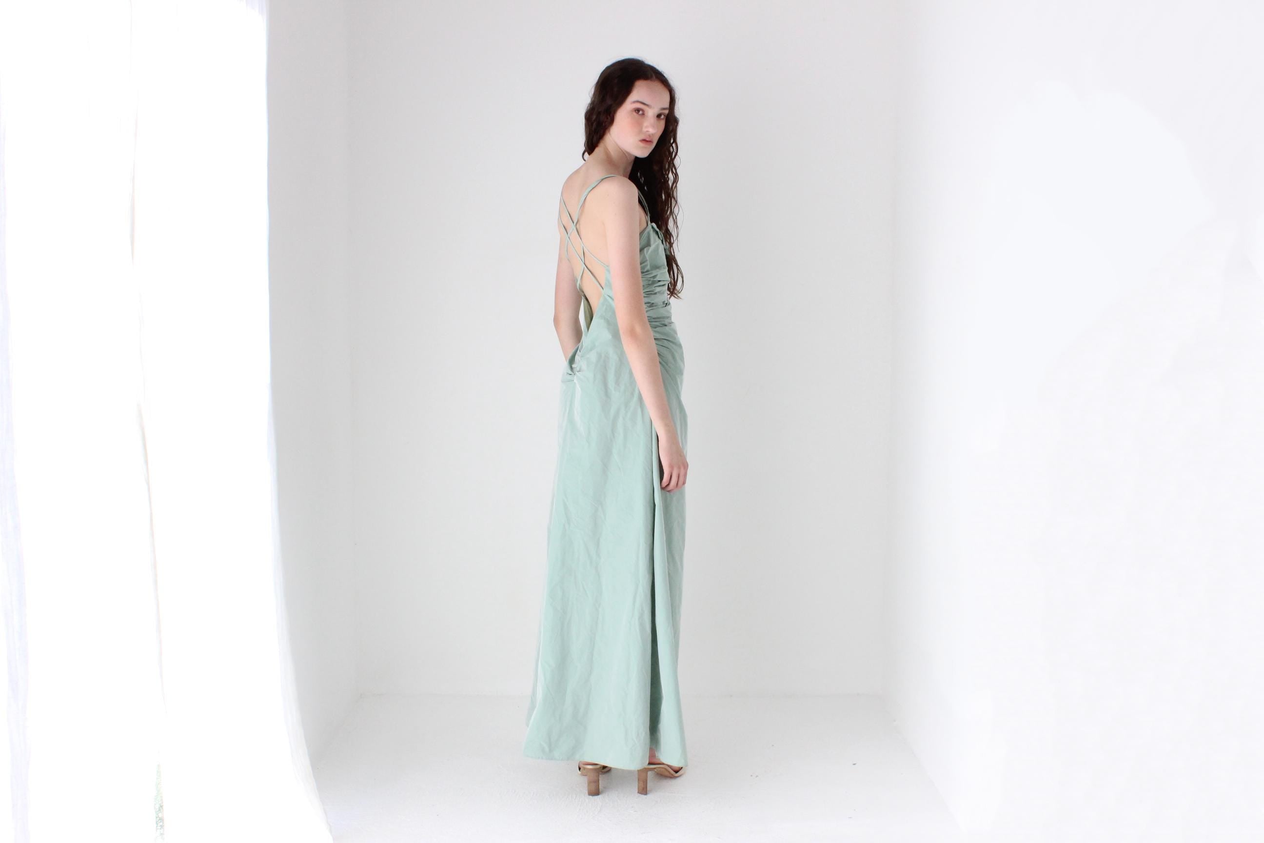 FRENCH COLLECTION Y2K Holographic Shimmer Nylon Parachute Futuristic Formal Gown by Vera Mont