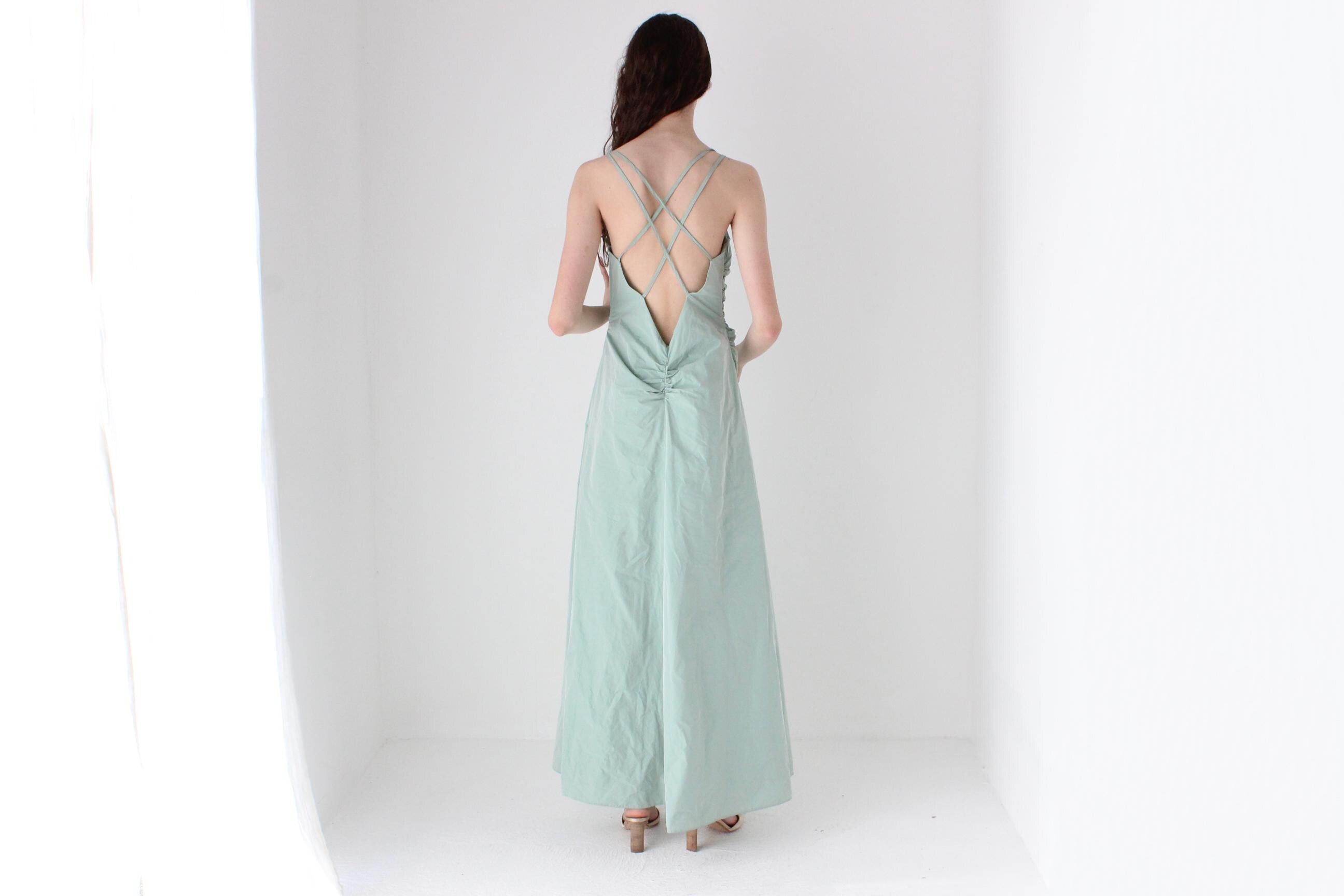 FRENCH COLLECTION Y2K Holographic Shimmer Nylon Parachute Futuristic Formal Gown by Vera Mont