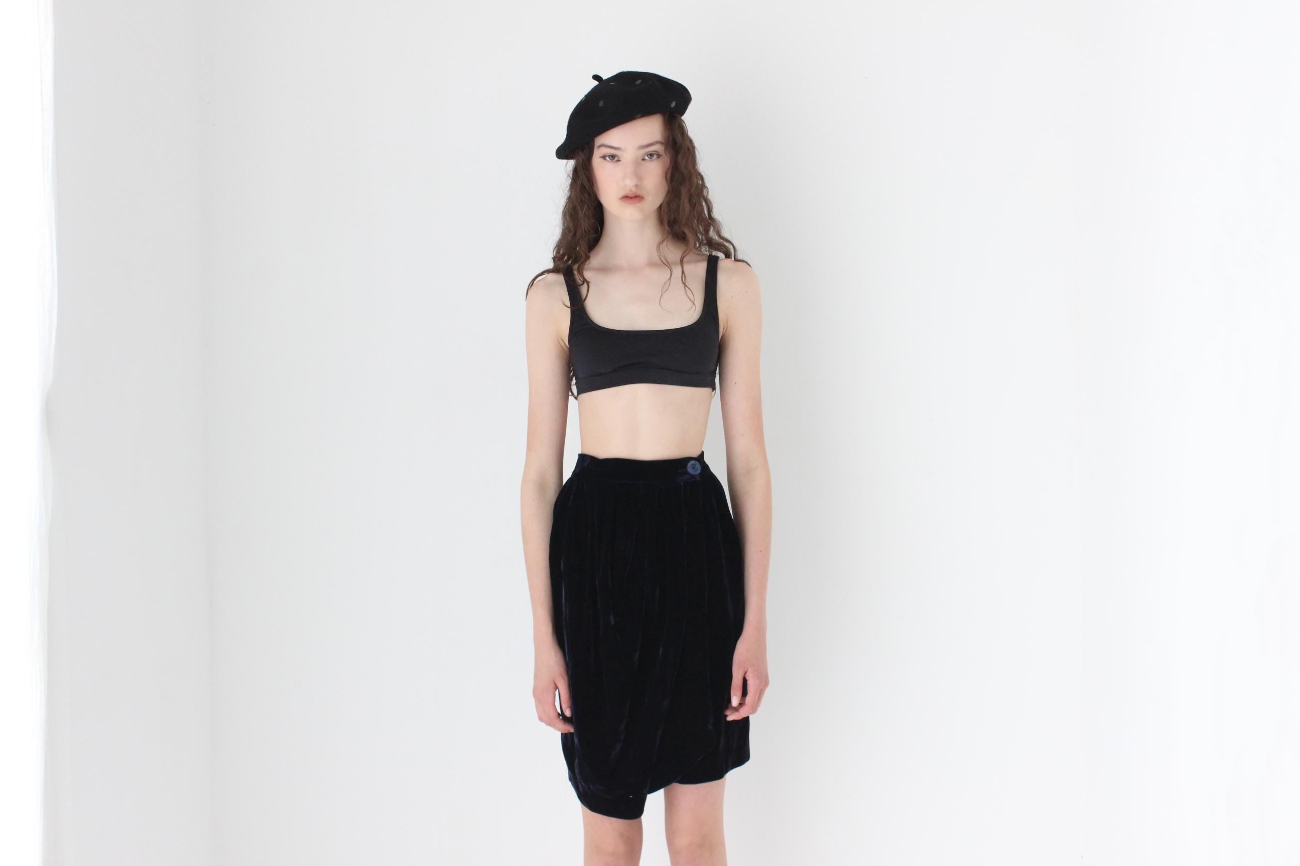 FRENCH COLLECTION 90s Romeo Gigli Draped Silk Velvet Skirt