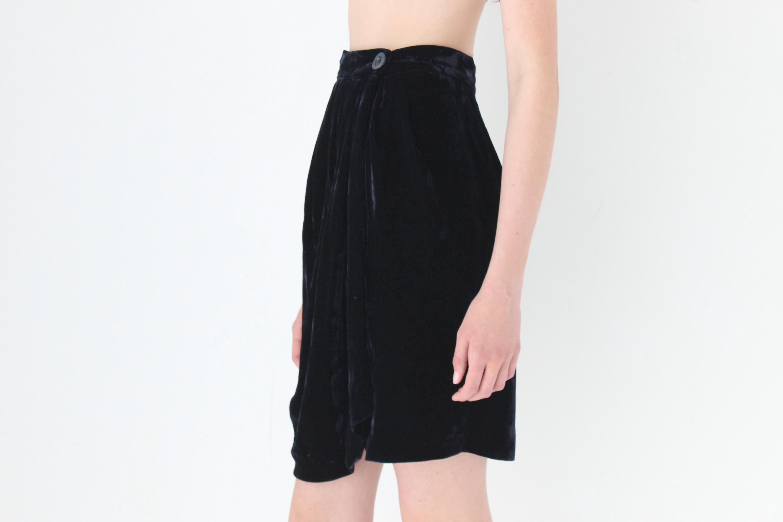 FRENCH COLLECTION 90s Romeo Gigli Draped Silk Velvet Skirt