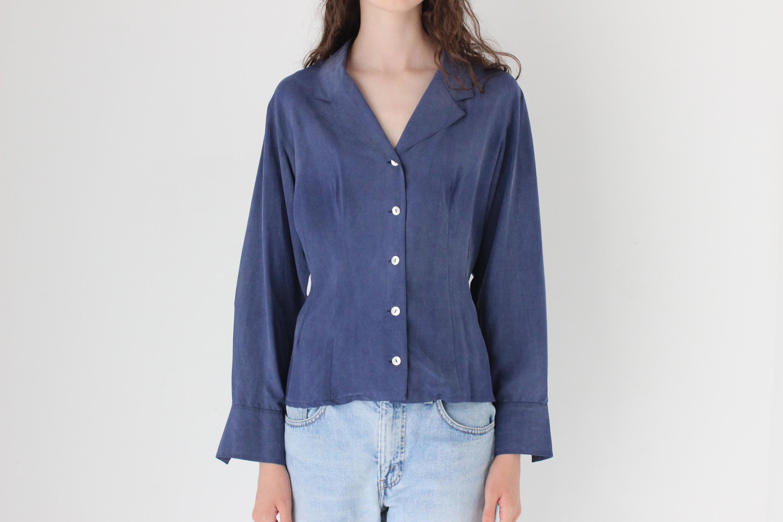 FRENCH COLLECTION Elevated 80s Pure Silk Blouse