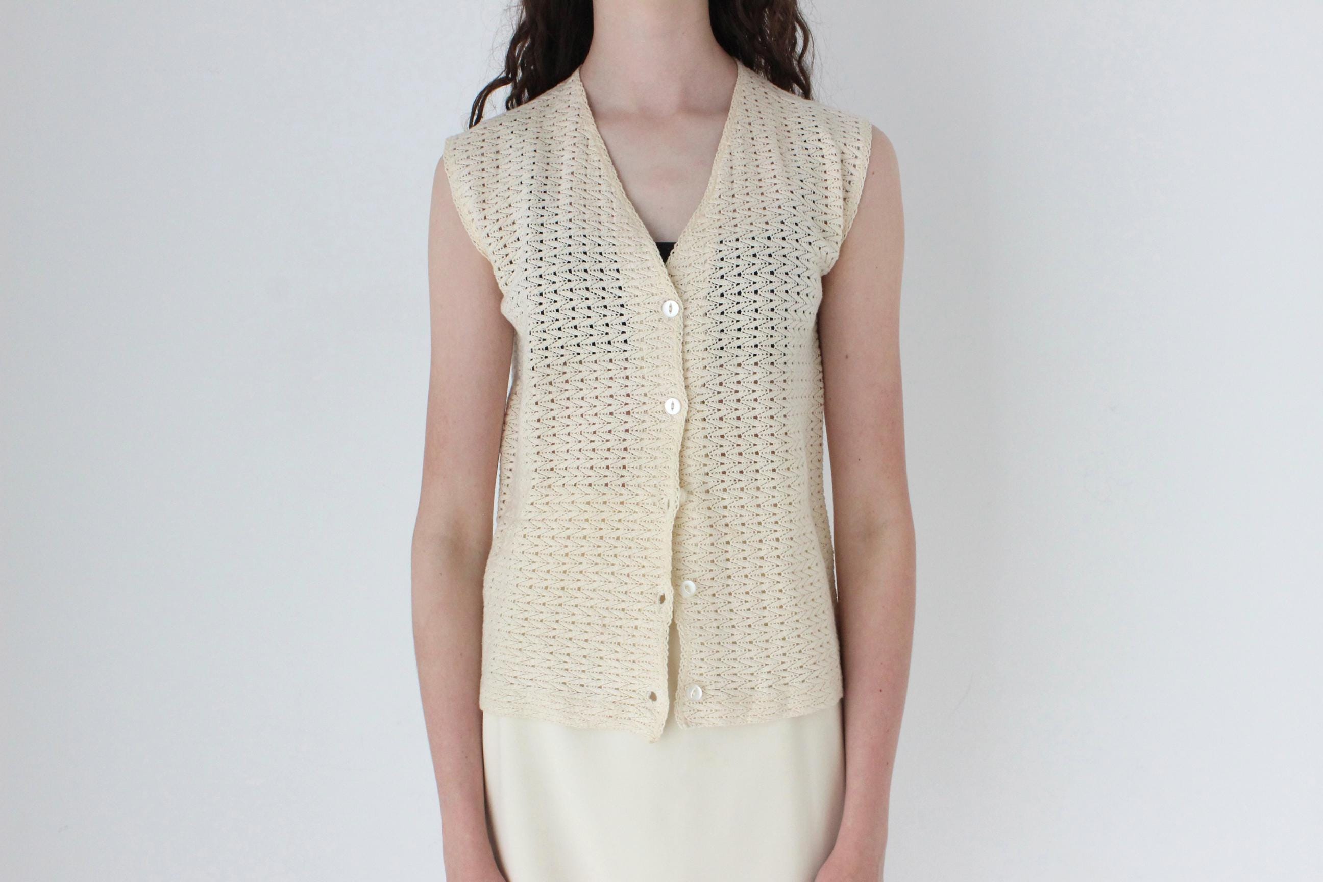 FRENCH COLLECTION 70s Cream Knit Vest