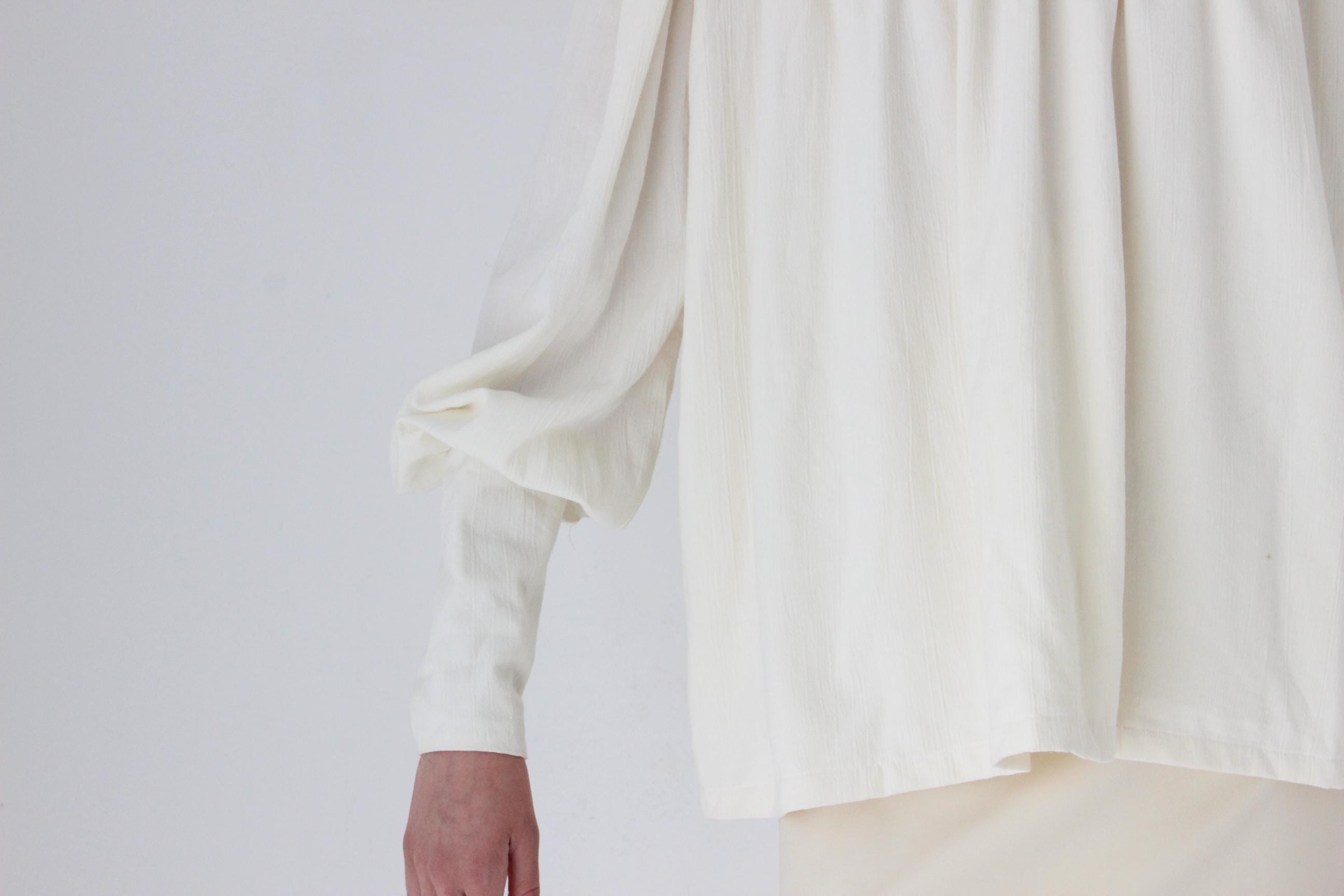 FRENCH COLLECTION 70s Gauze & Cotton Lace Artist Smock Top