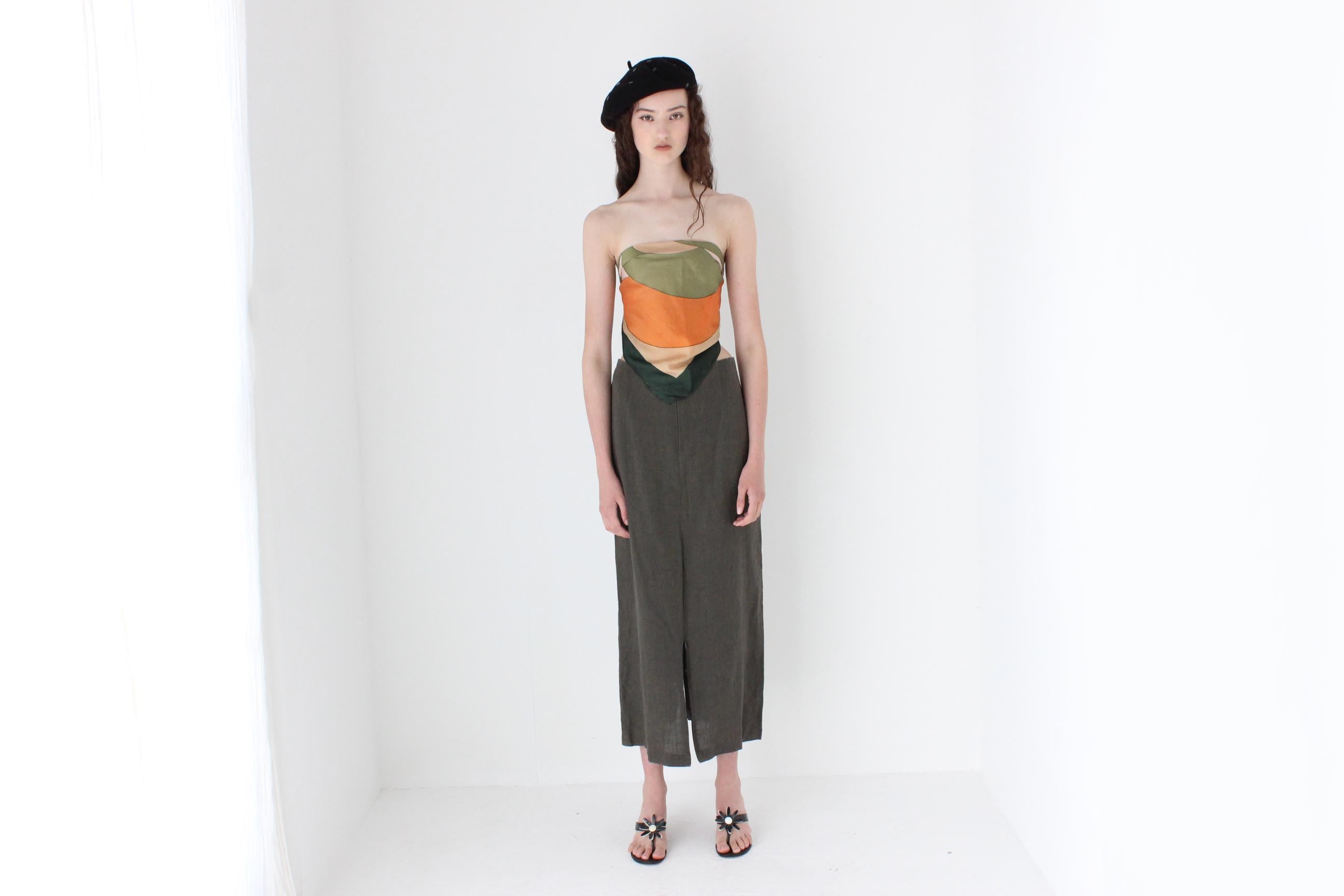 FRENCH COLLECTION 80s Modernist Silk Scarf