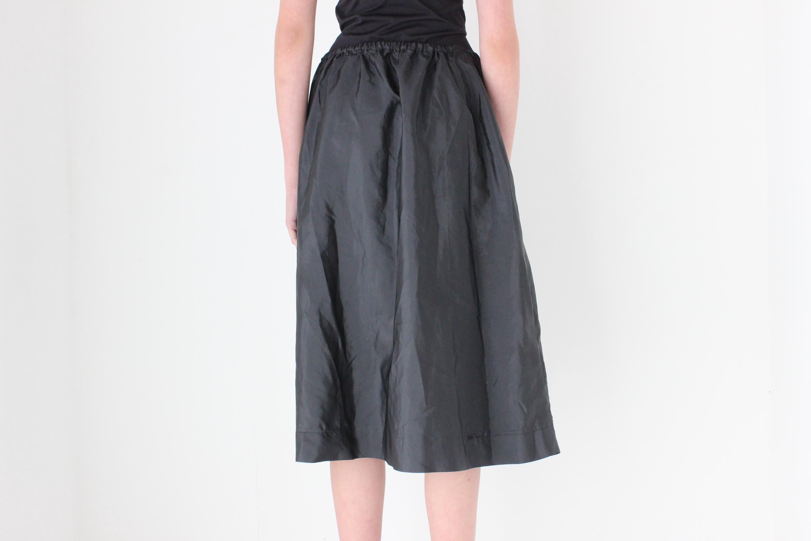 FRENCH COLLECTION 80s Taffeta Stretch Waist Midi Skirt