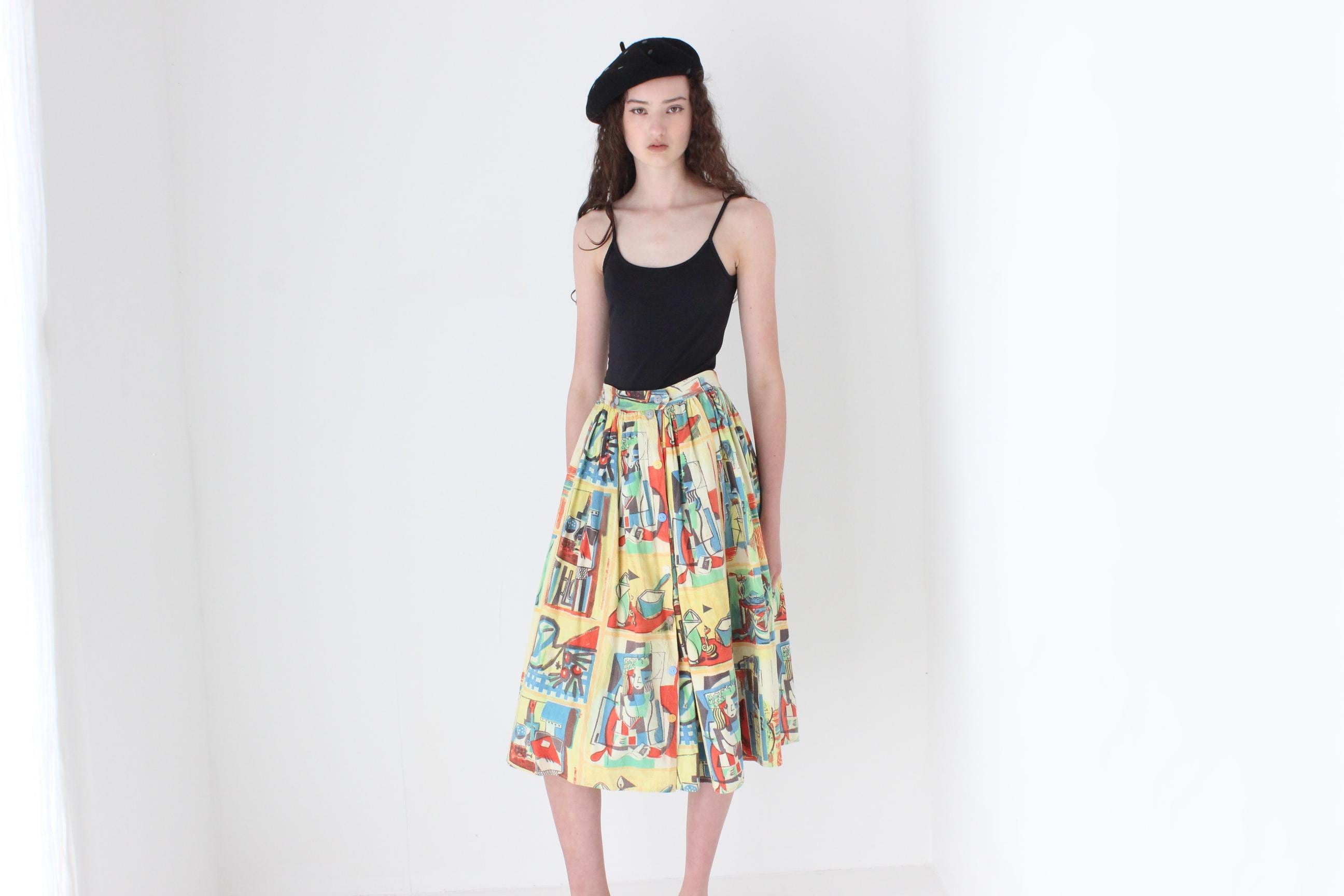 FRENCH COLLECTION 80s Handmade Picasso Skirt