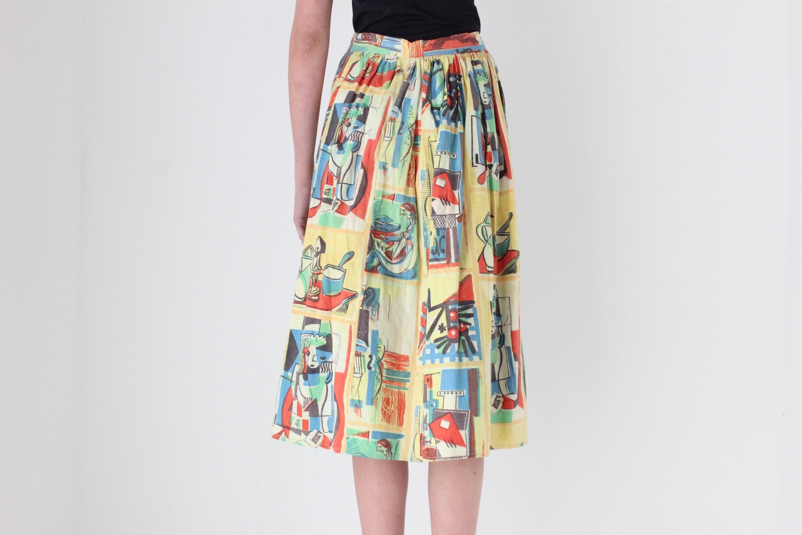 FRENCH COLLECTION 80s Handmade Picasso Skirt