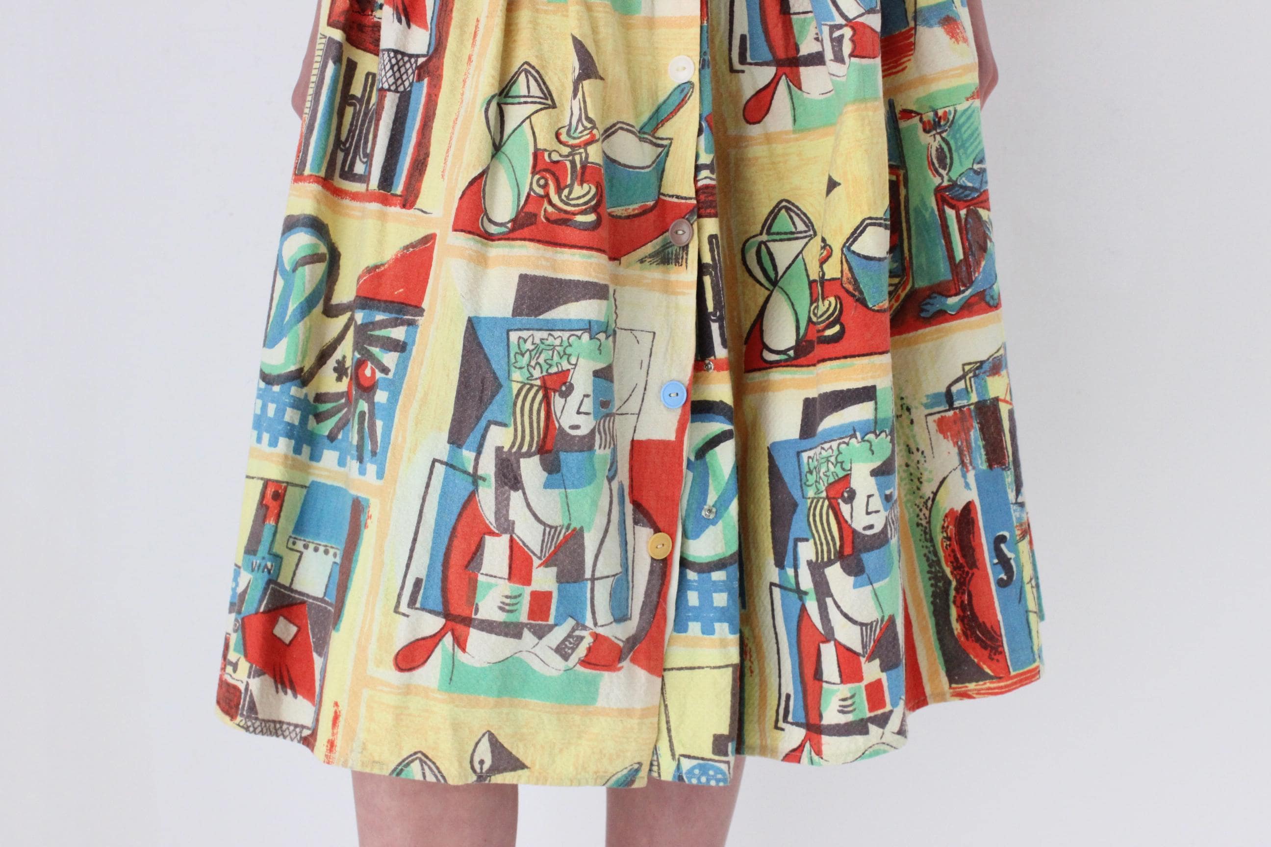 FRENCH COLLECTION 80s Handmade Picasso Skirt