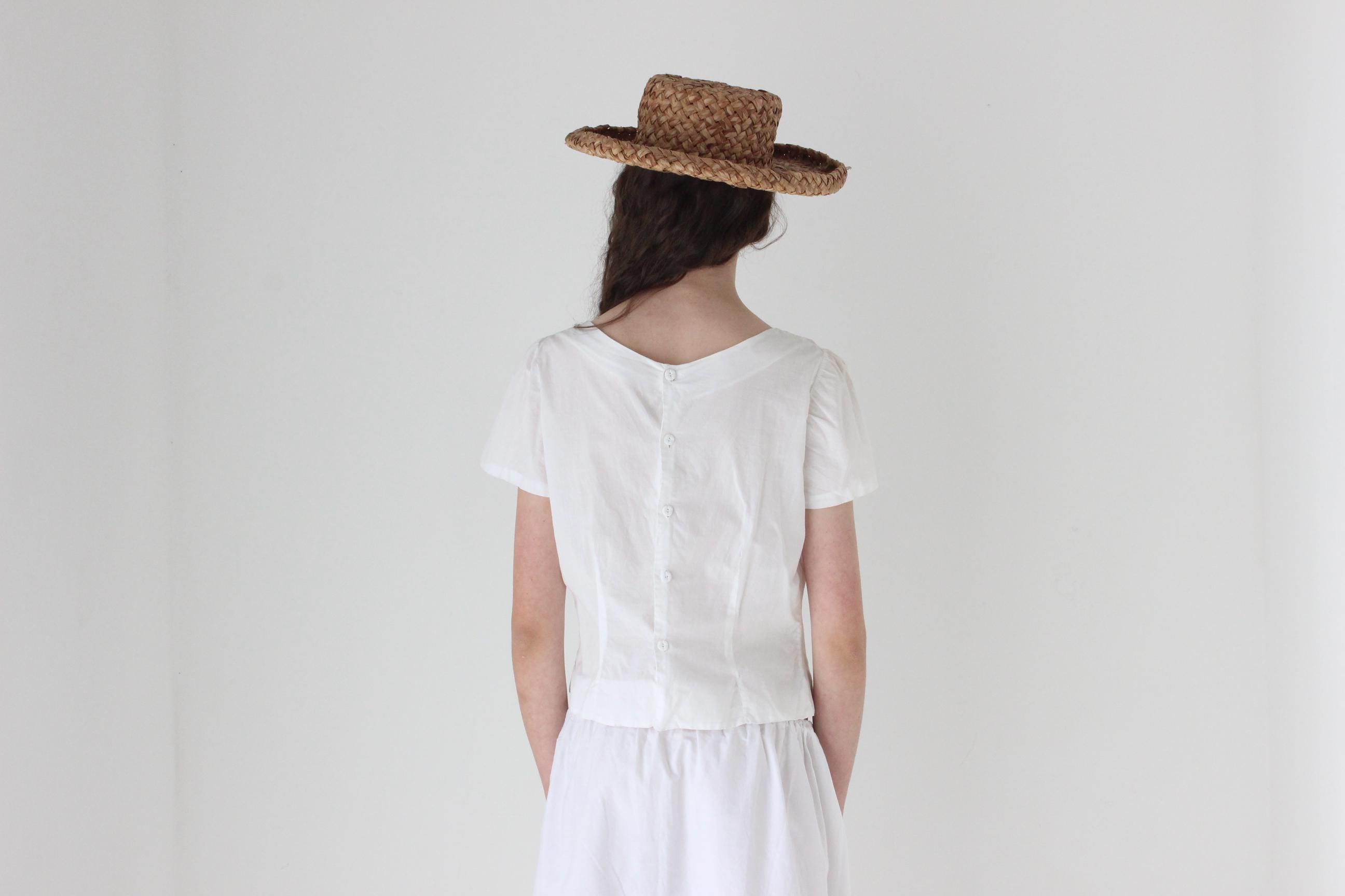 FRENCH COLLECTION Antique Eyelet Cotton Lace Top