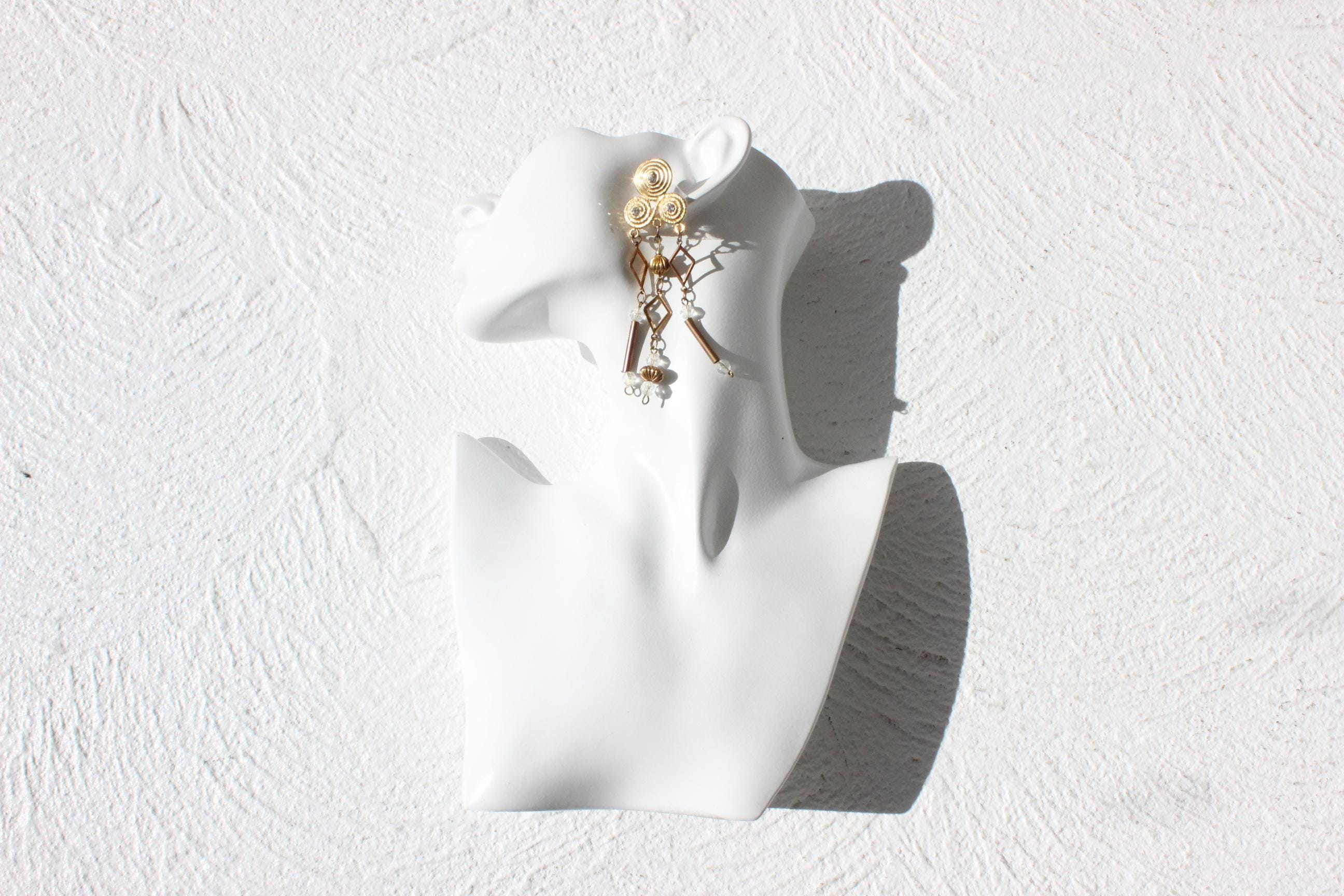 80s Glam Baroque Oversized Dangling Clip Ons