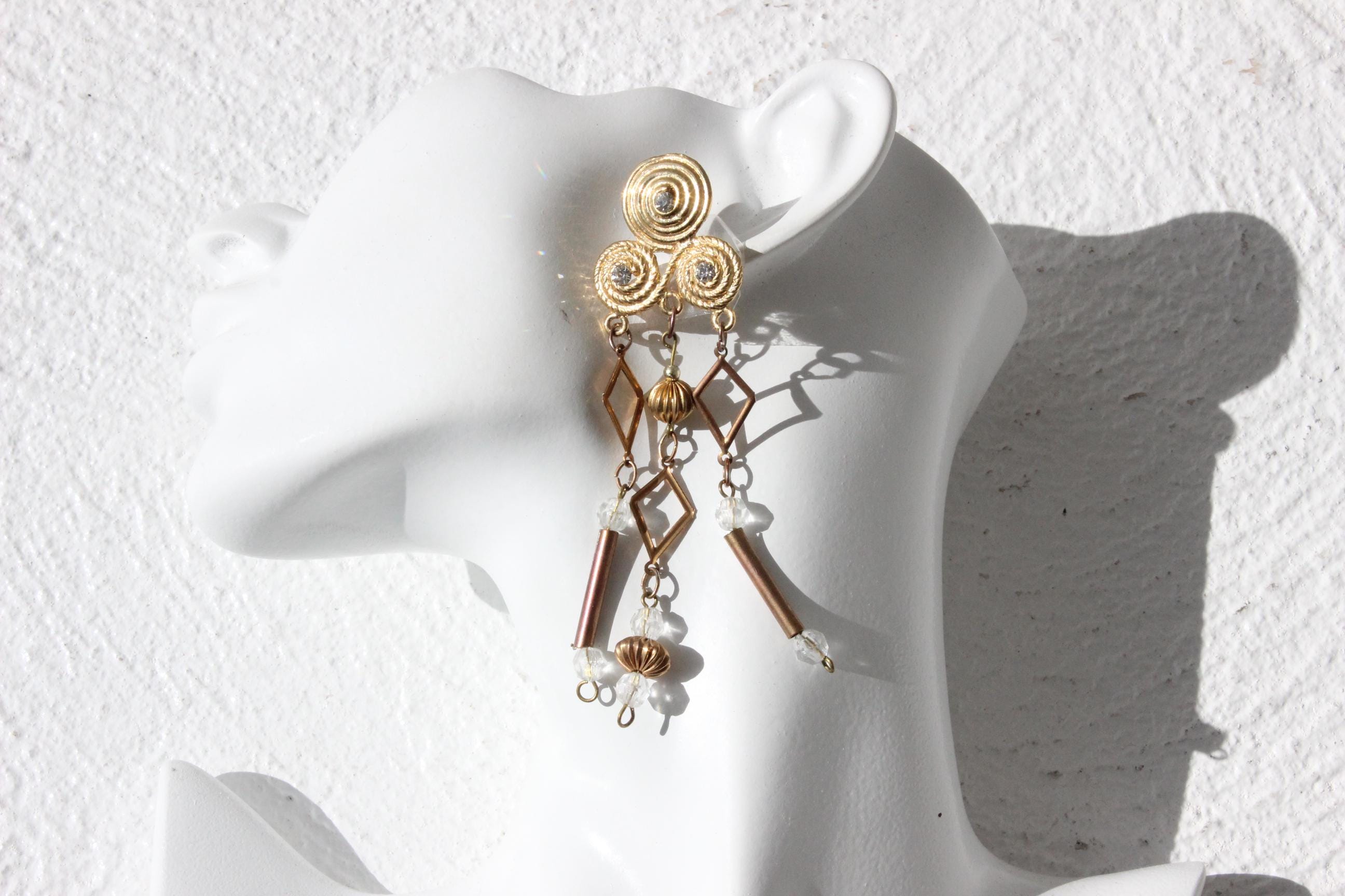 80s Glam Baroque Oversized Dangling Clip Ons