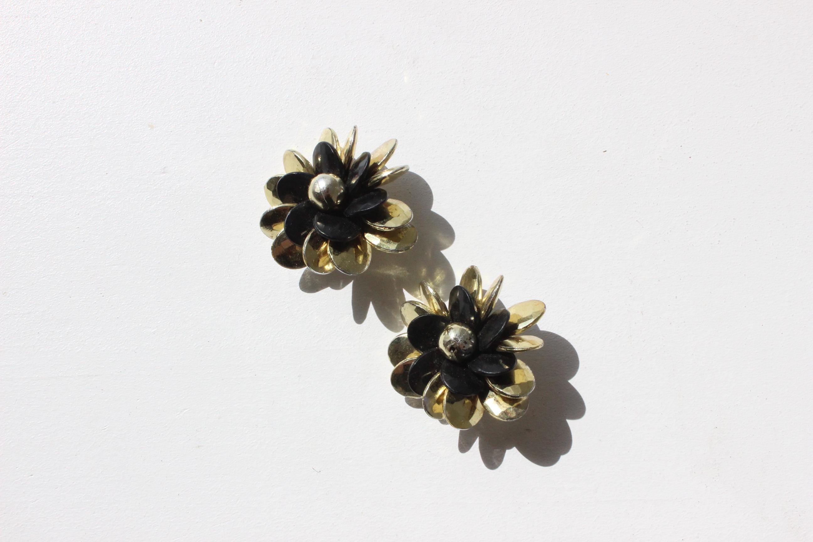 80s Fun Beaded Oversized Flower Clip Ons